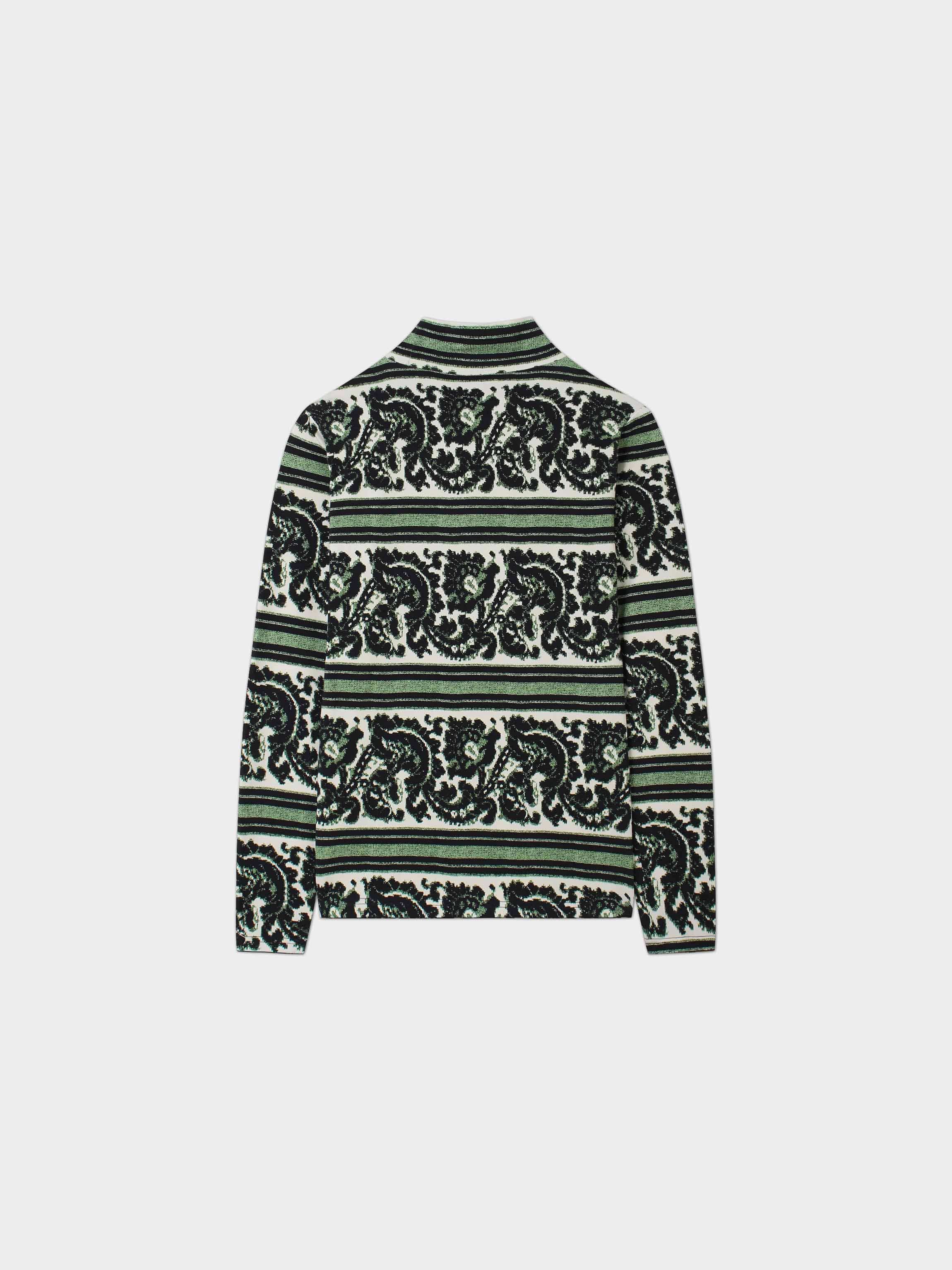 Printed Modal Turtleneck-Paisley Green