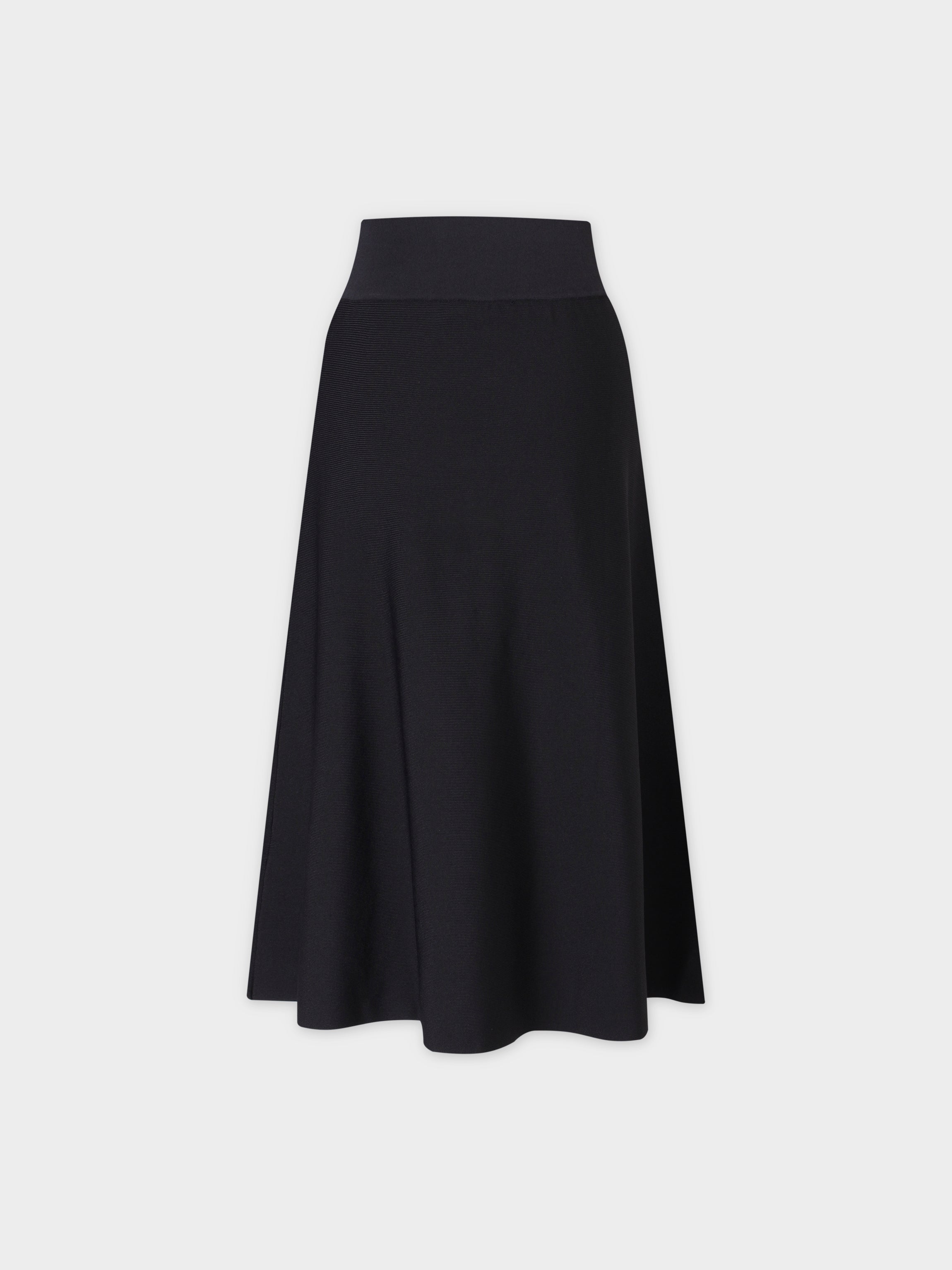 KNIT FLARED SKIRT-25"-BLACK
