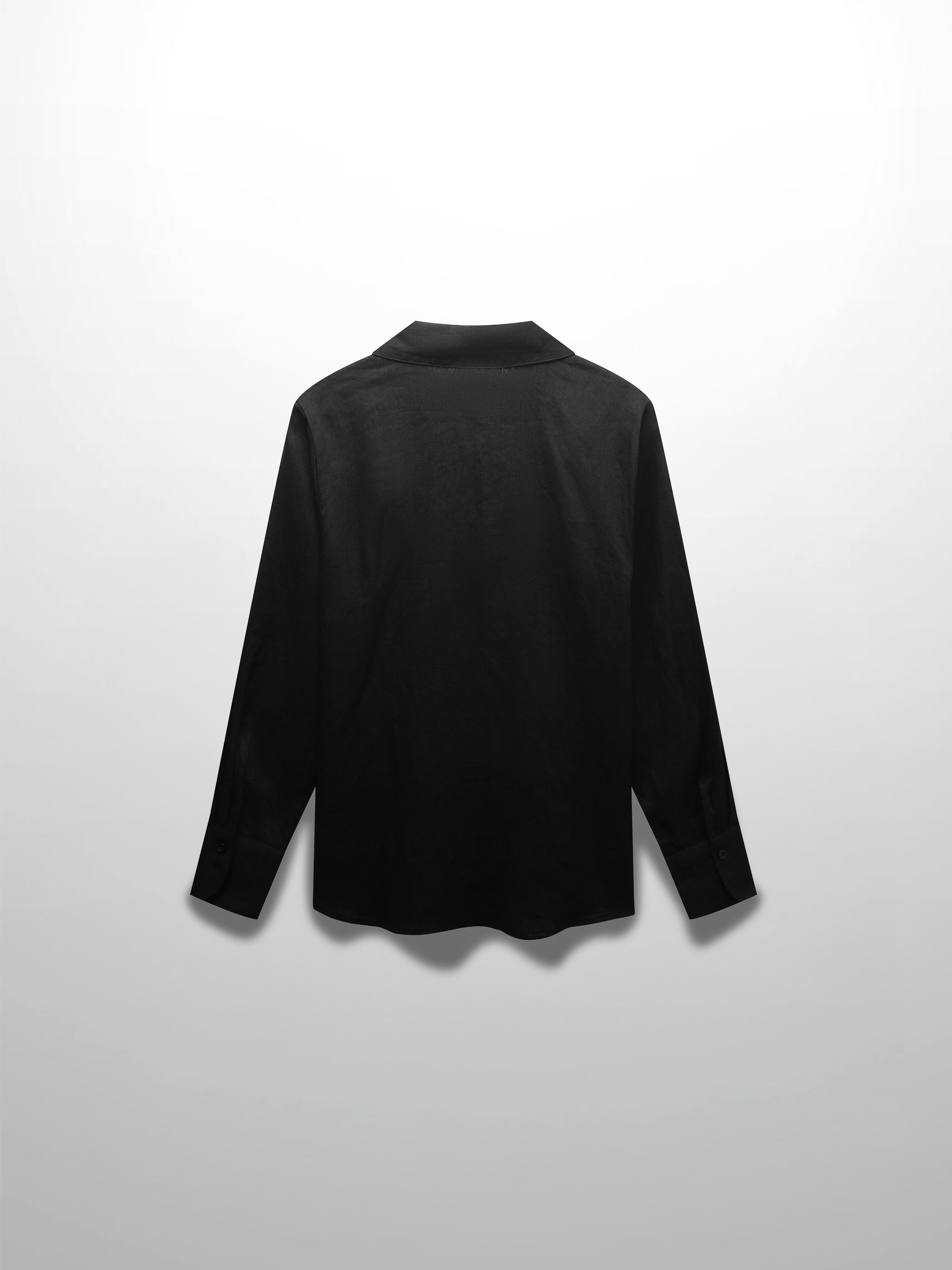 Linen Button Down Blouse-Black
