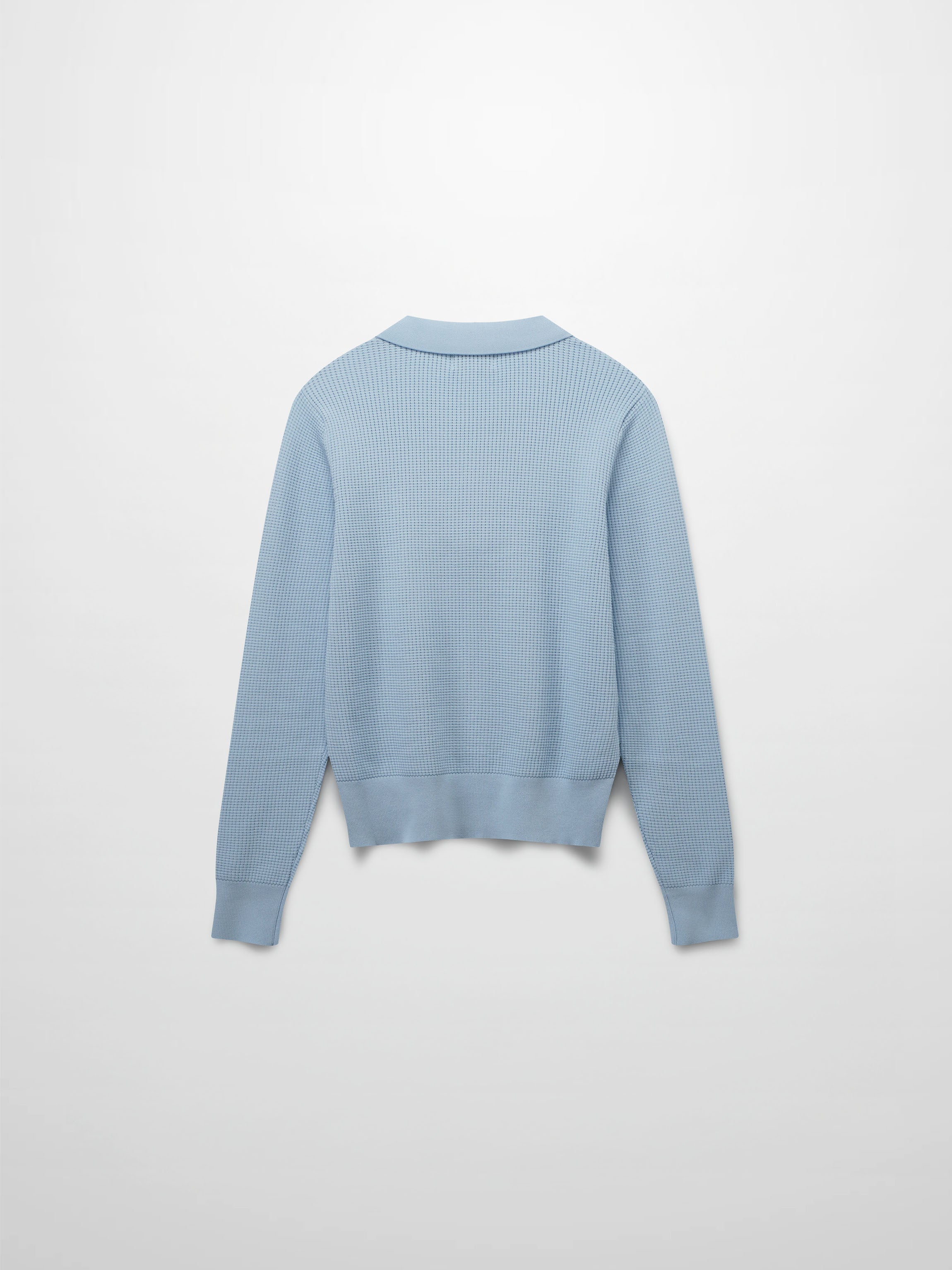 Waffle Collared Sweater-Light Blue
