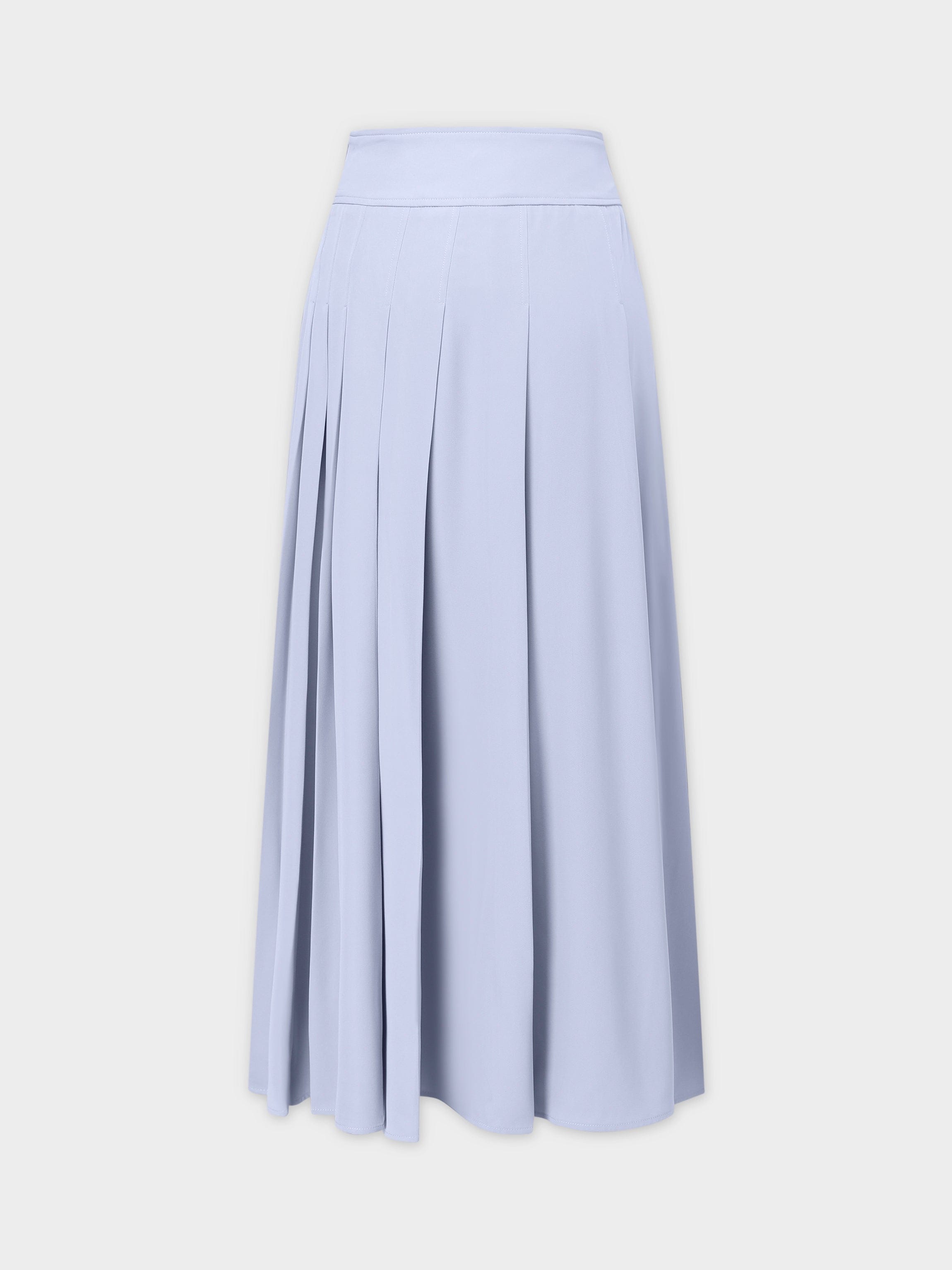 Yoke Pleated Skirt 37"-Grey Blue