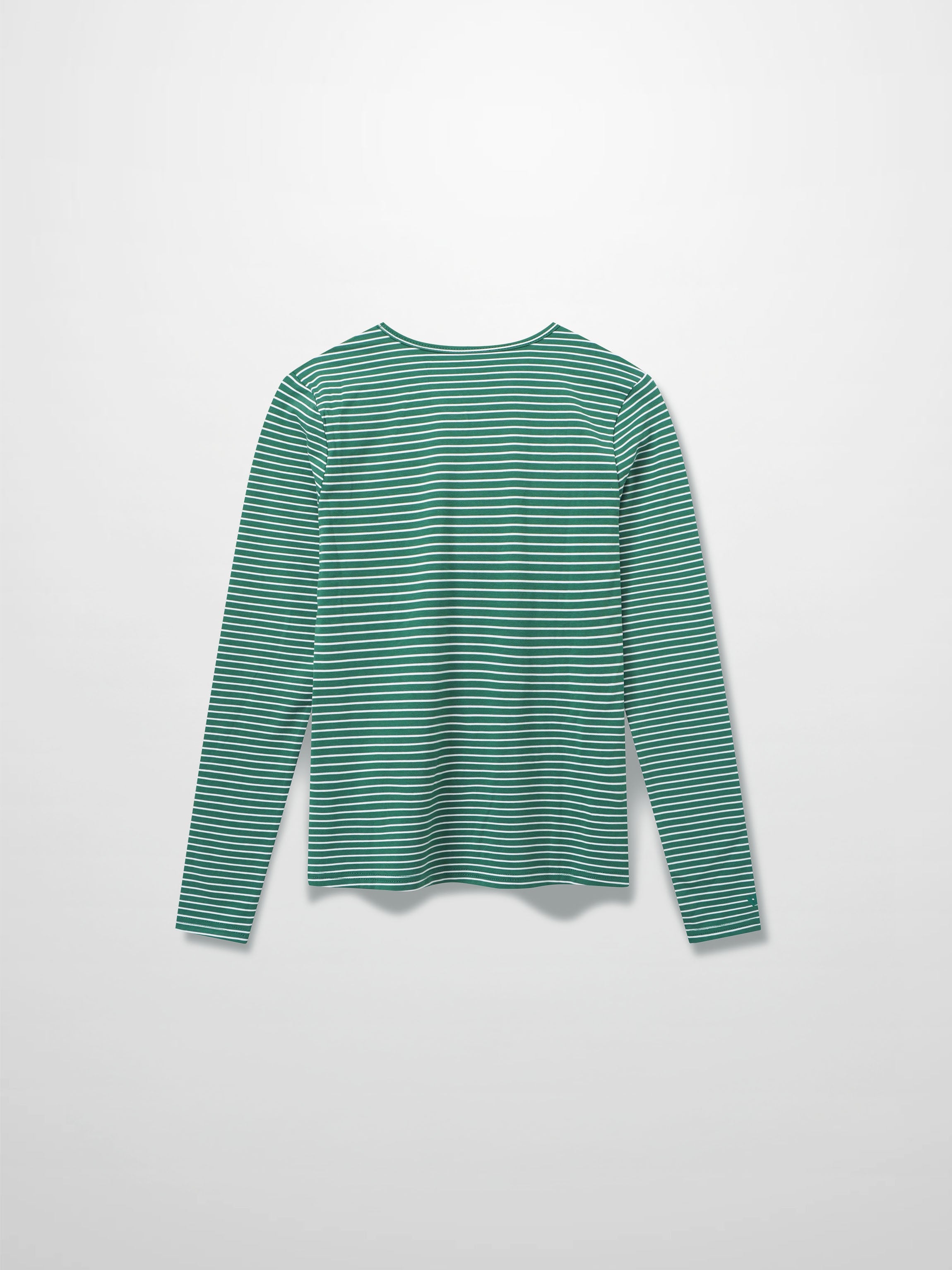 Flat Striped High V Long Sleeve-Green/White