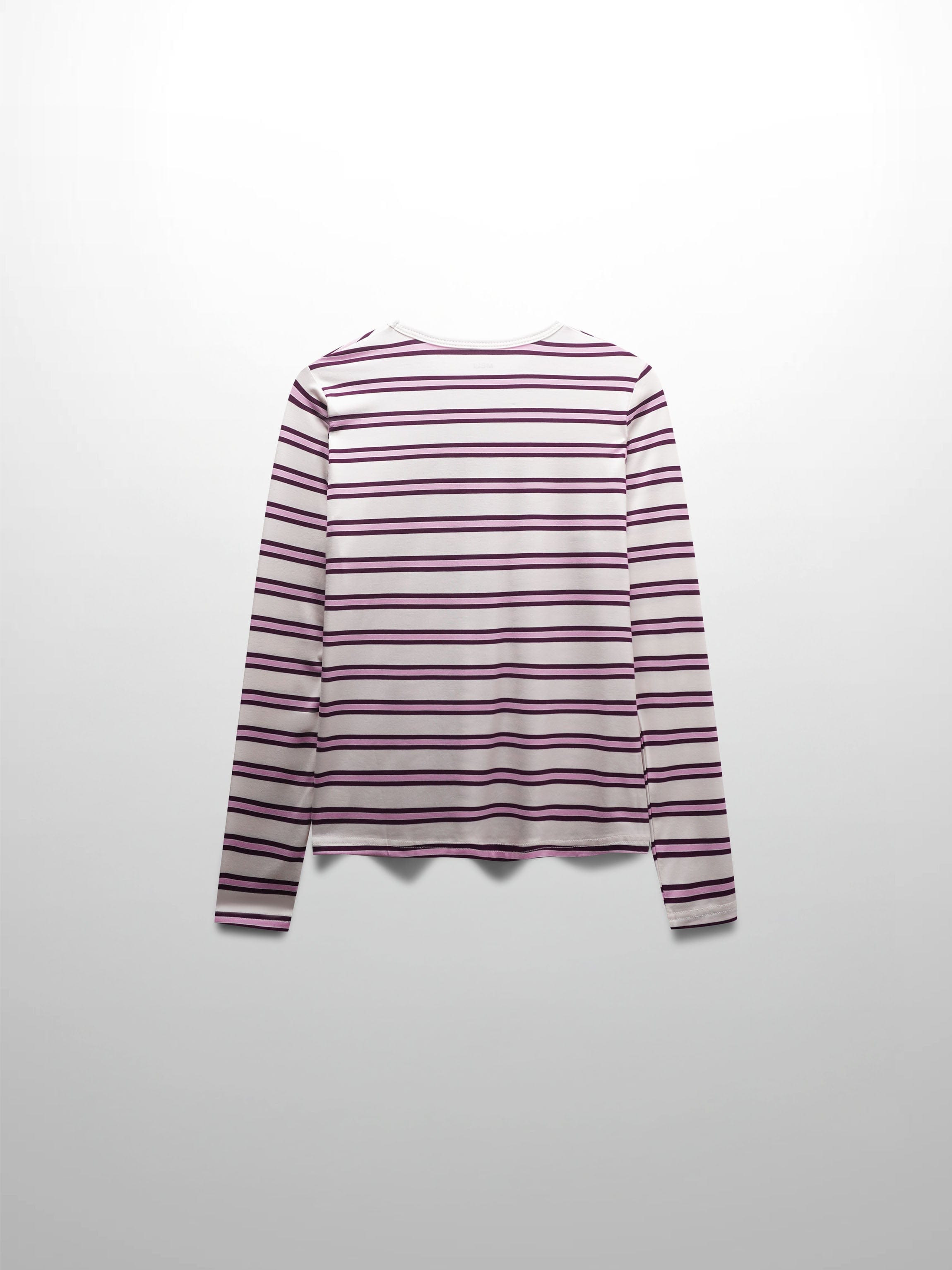 Flat Striped High V Long Sleeve-Raspberry/Pink