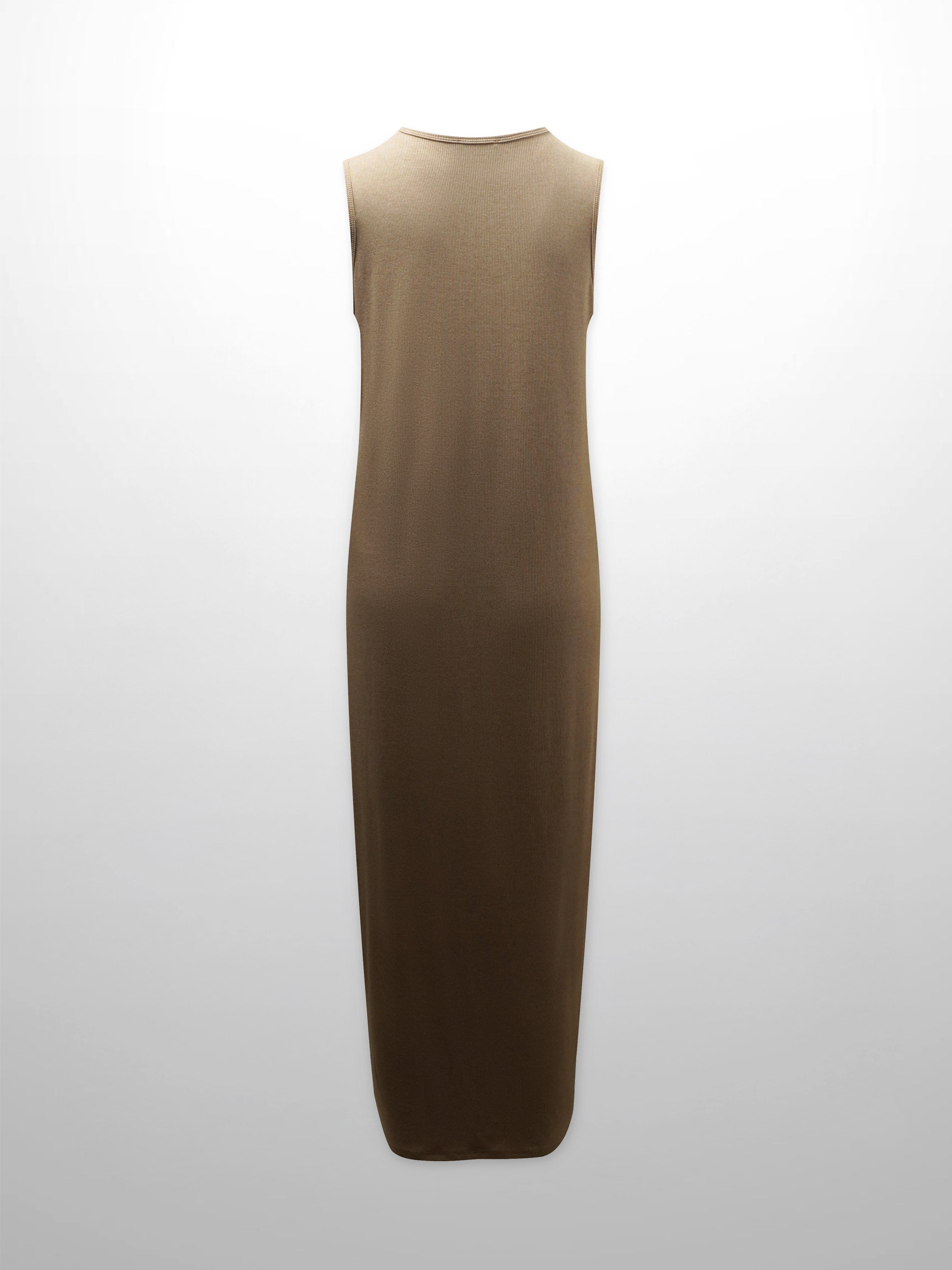Ribbed Sleeveless Maxi Dress-Heathered Oatmeal