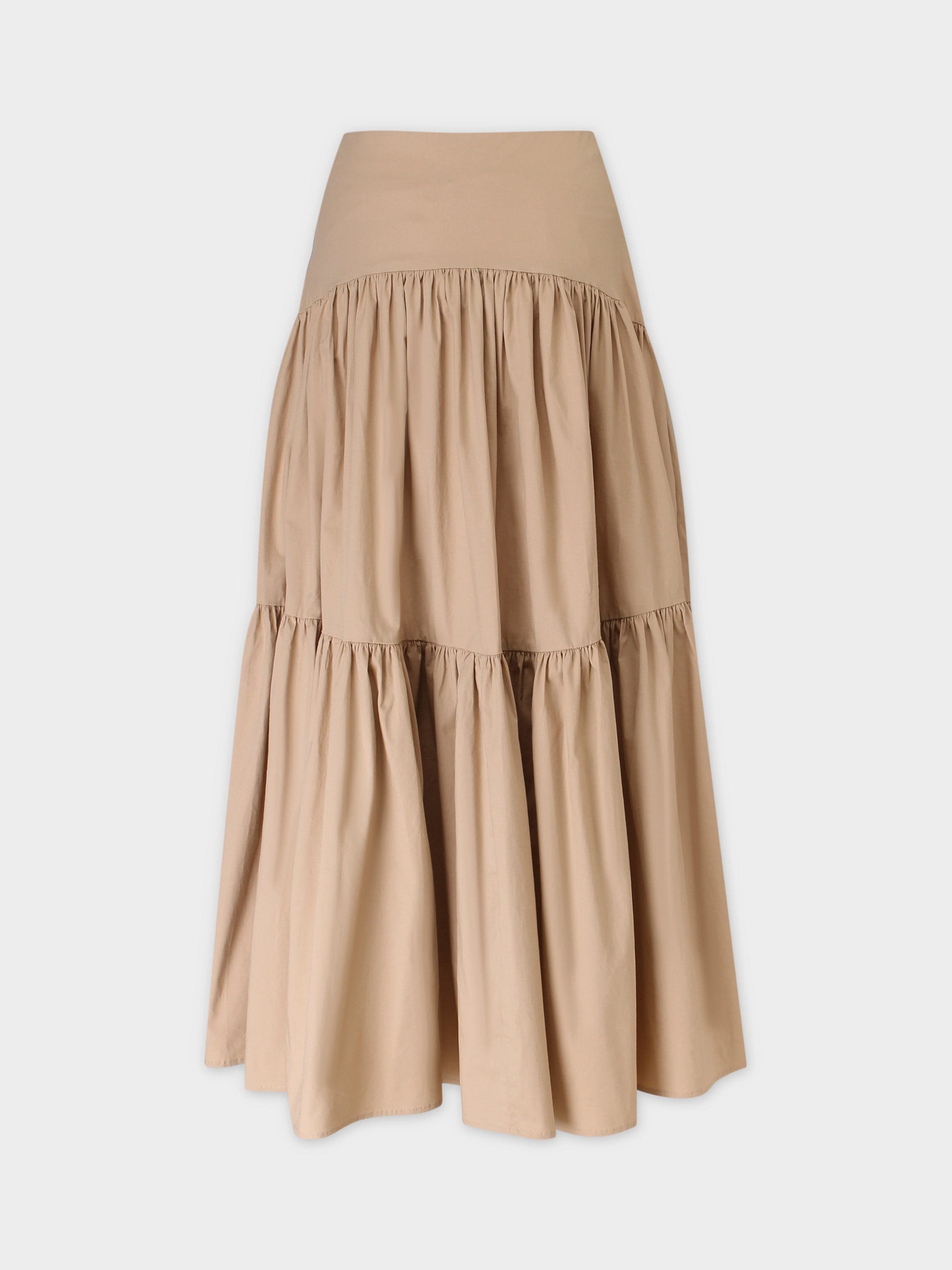 YOKE TIERED SKIRT-TAN