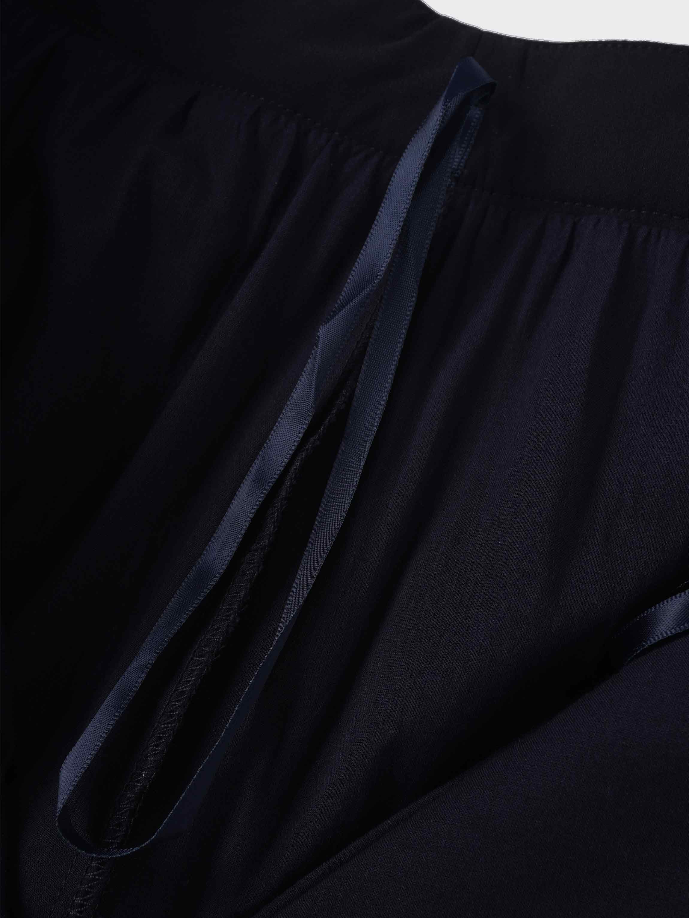 Pleated Layer Skirt 37"-Navy
