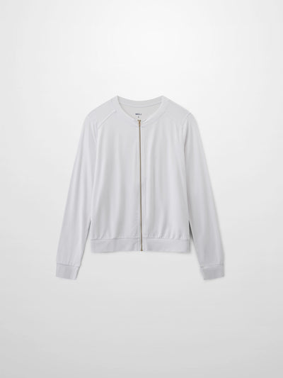 Modal Zip Up Bomber-White