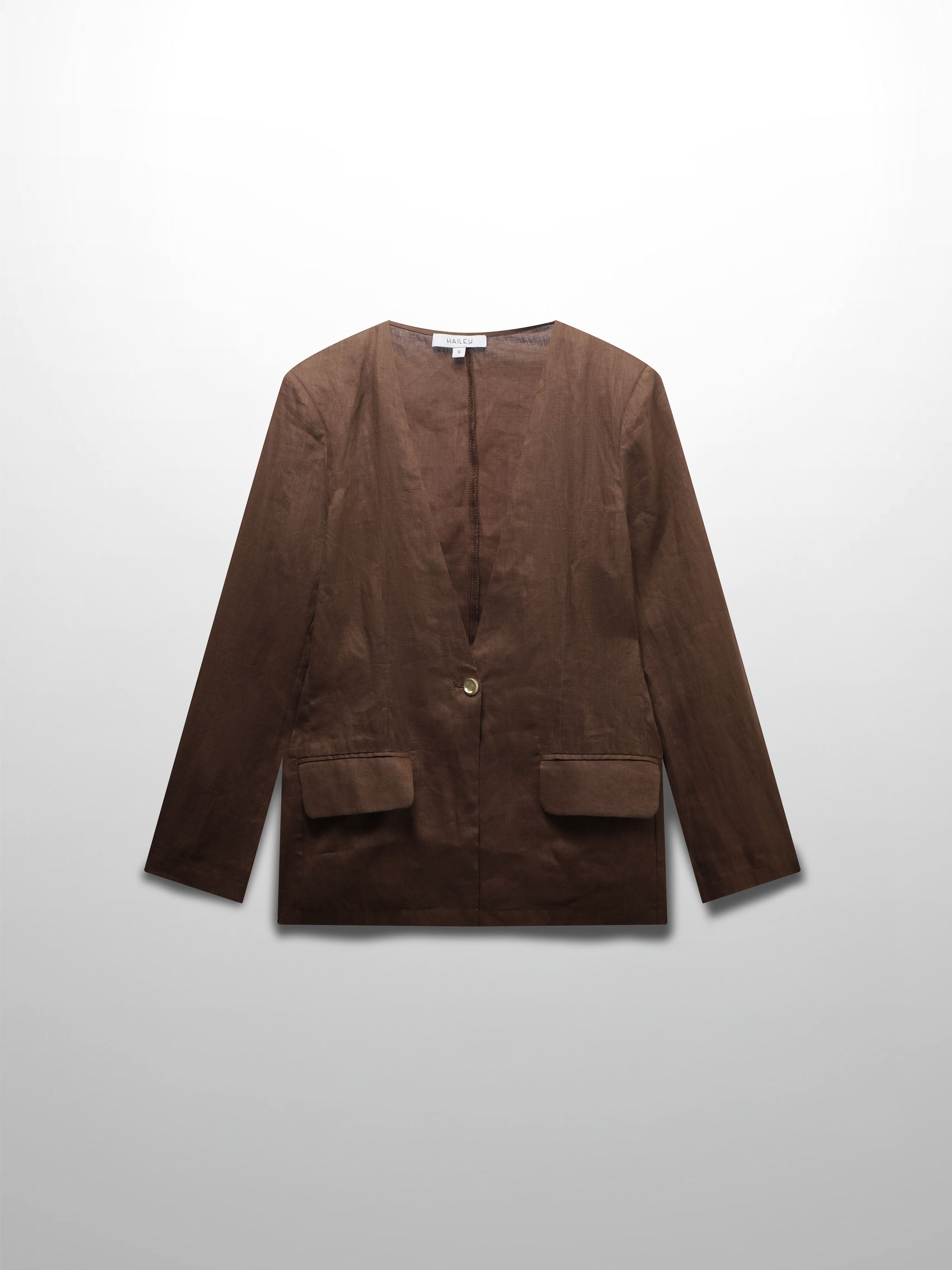 Linen Blazer-Brown