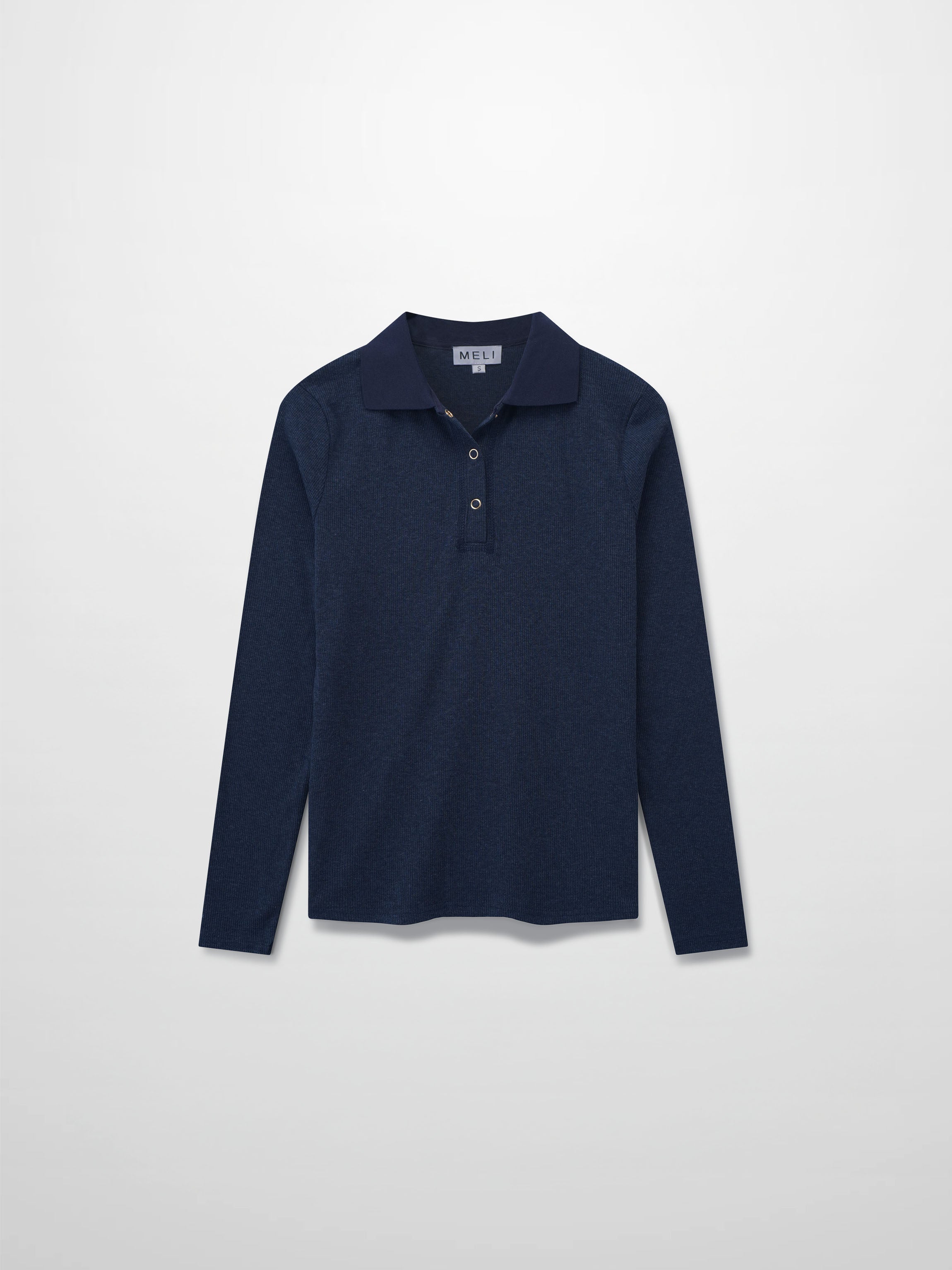 Ribbed Collar T-Shirt-Dark Blue