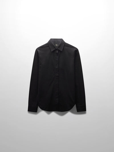 Button Down T-Shirt Blouse-Black