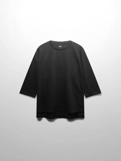 Oversized Boxy 3Q Sleeve Tee-Black