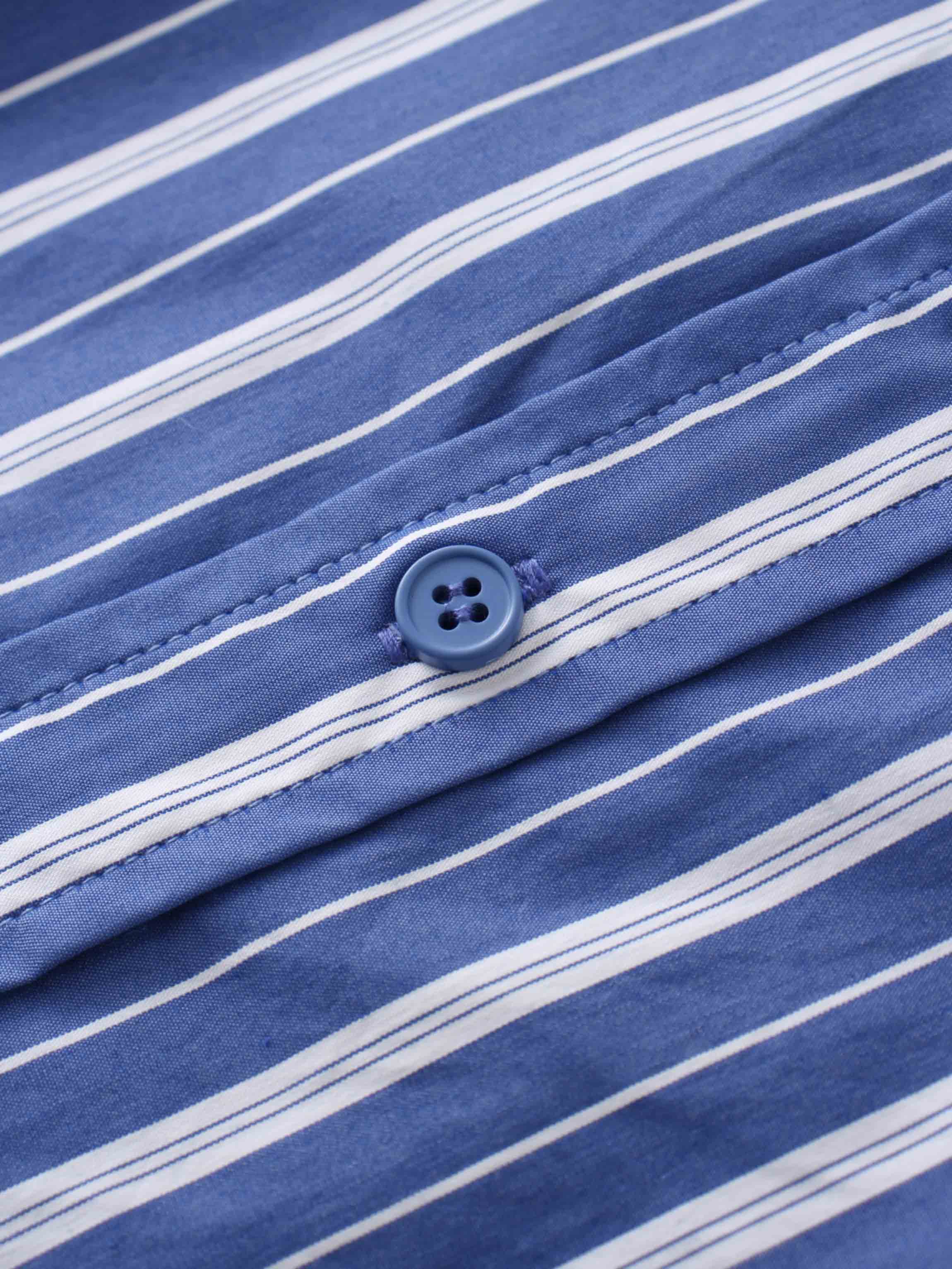 Button Down Yoke Circle Skirt-Blue Stripe