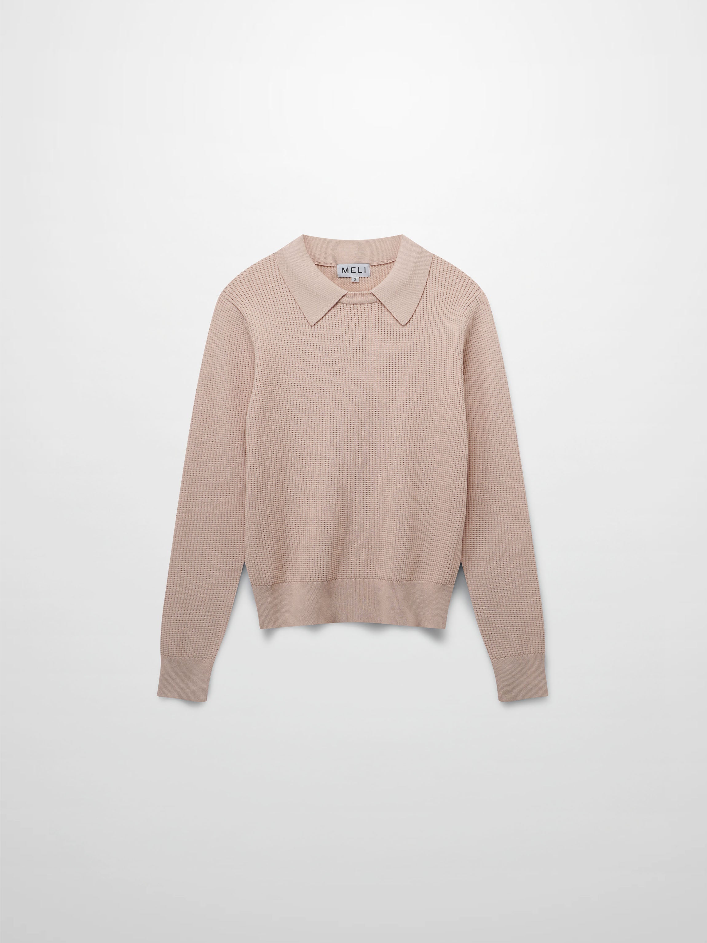 Waffle Collared Sweater-Blush
