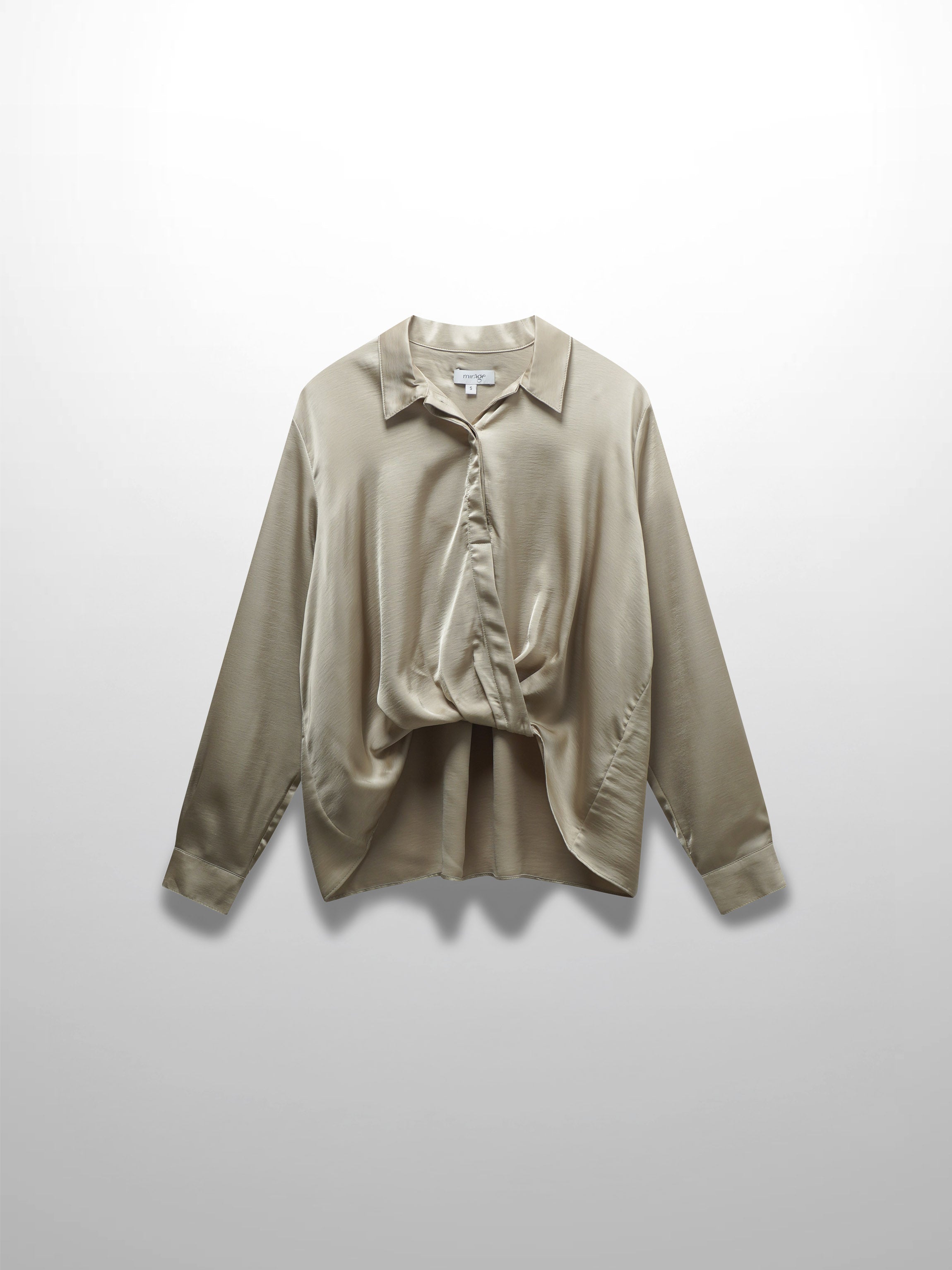 High/Low Faux Satin Crossover Top-Celery Green