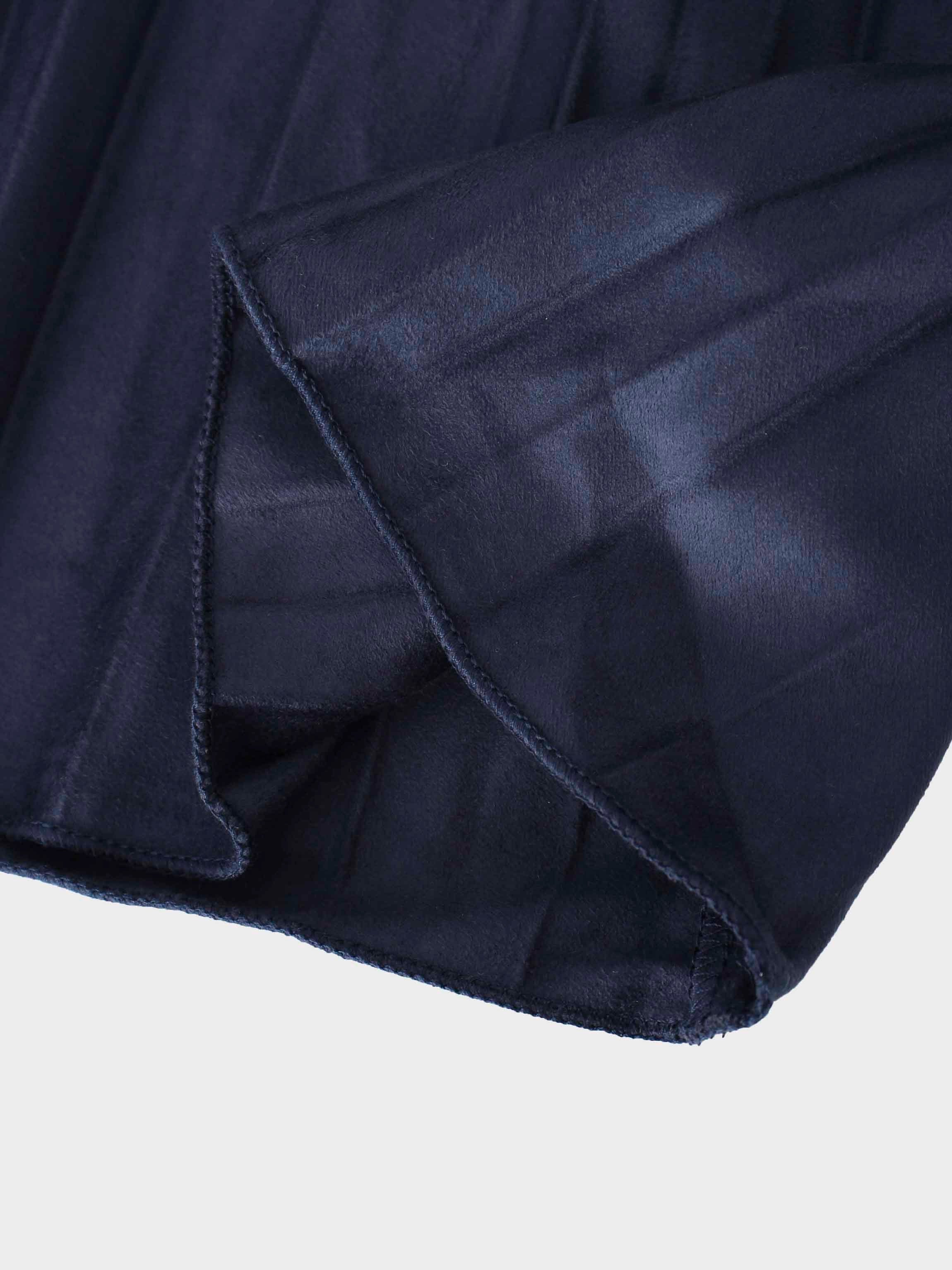 Pleated Faux Suede Skirt 37"-Navy