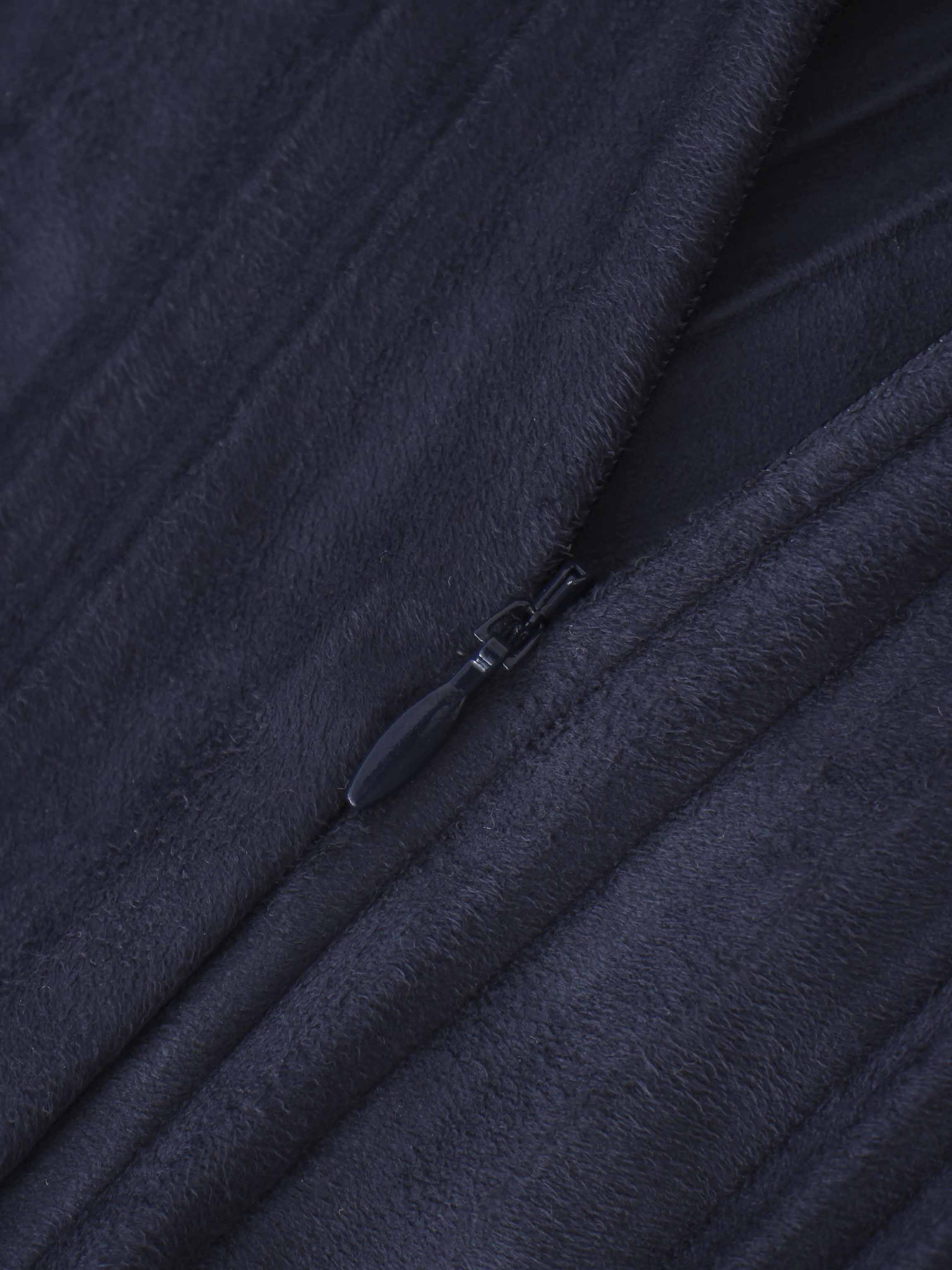 Pleated Faux Suede Skirt 37"-Navy