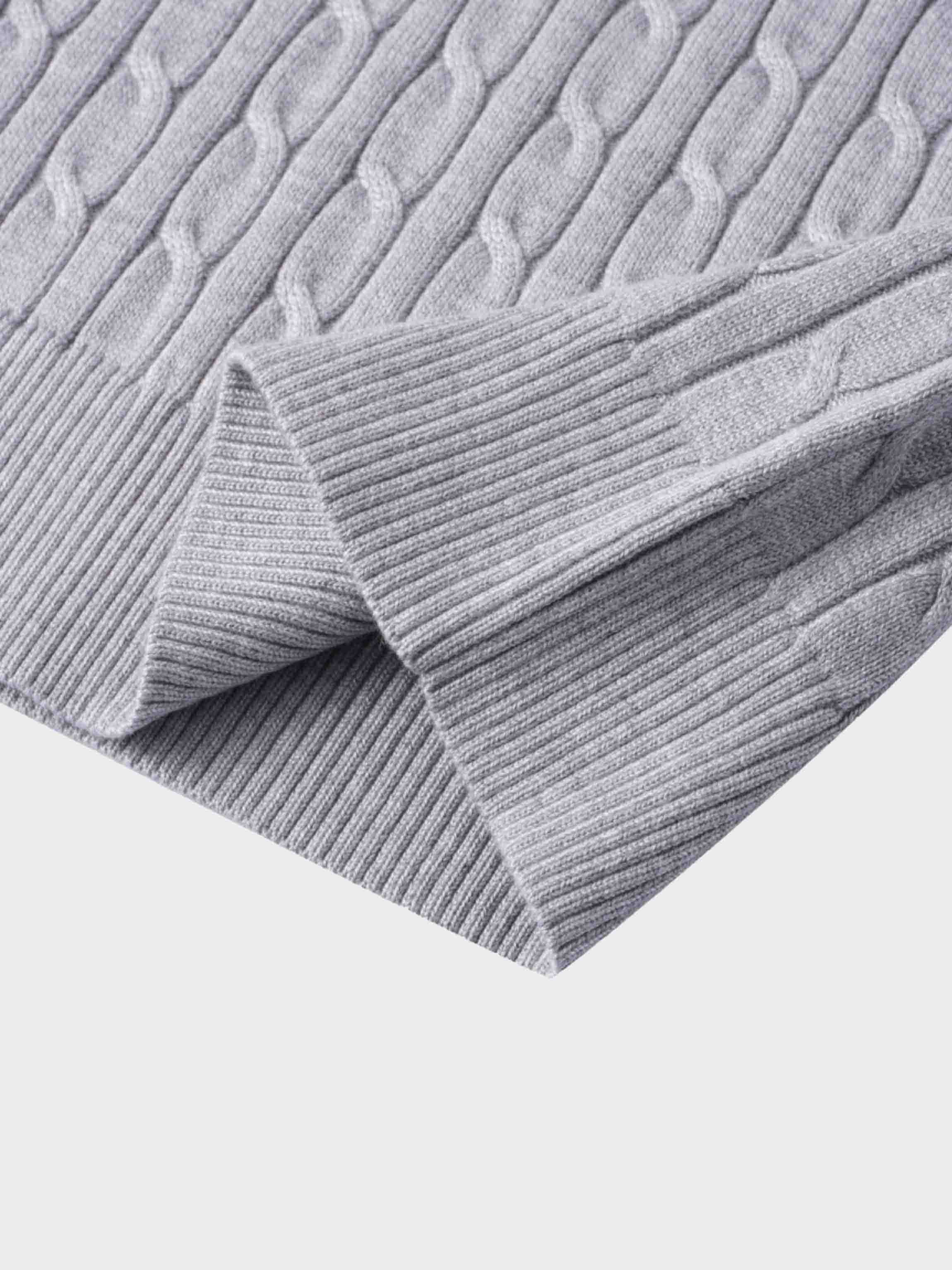 Knit Cable Sweater-Ice Grey