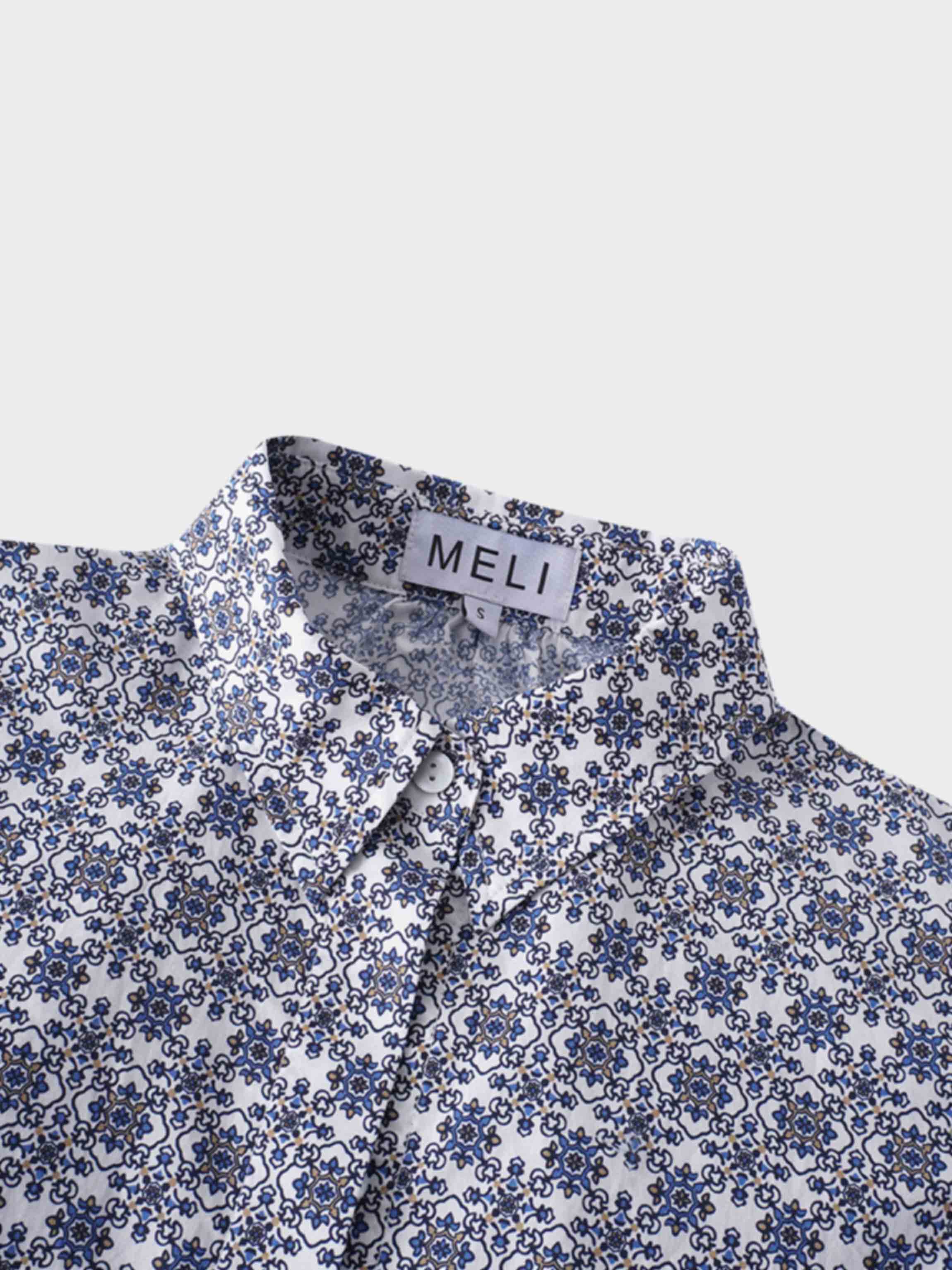 Puff Sleeve Blouse-Grecian Damask