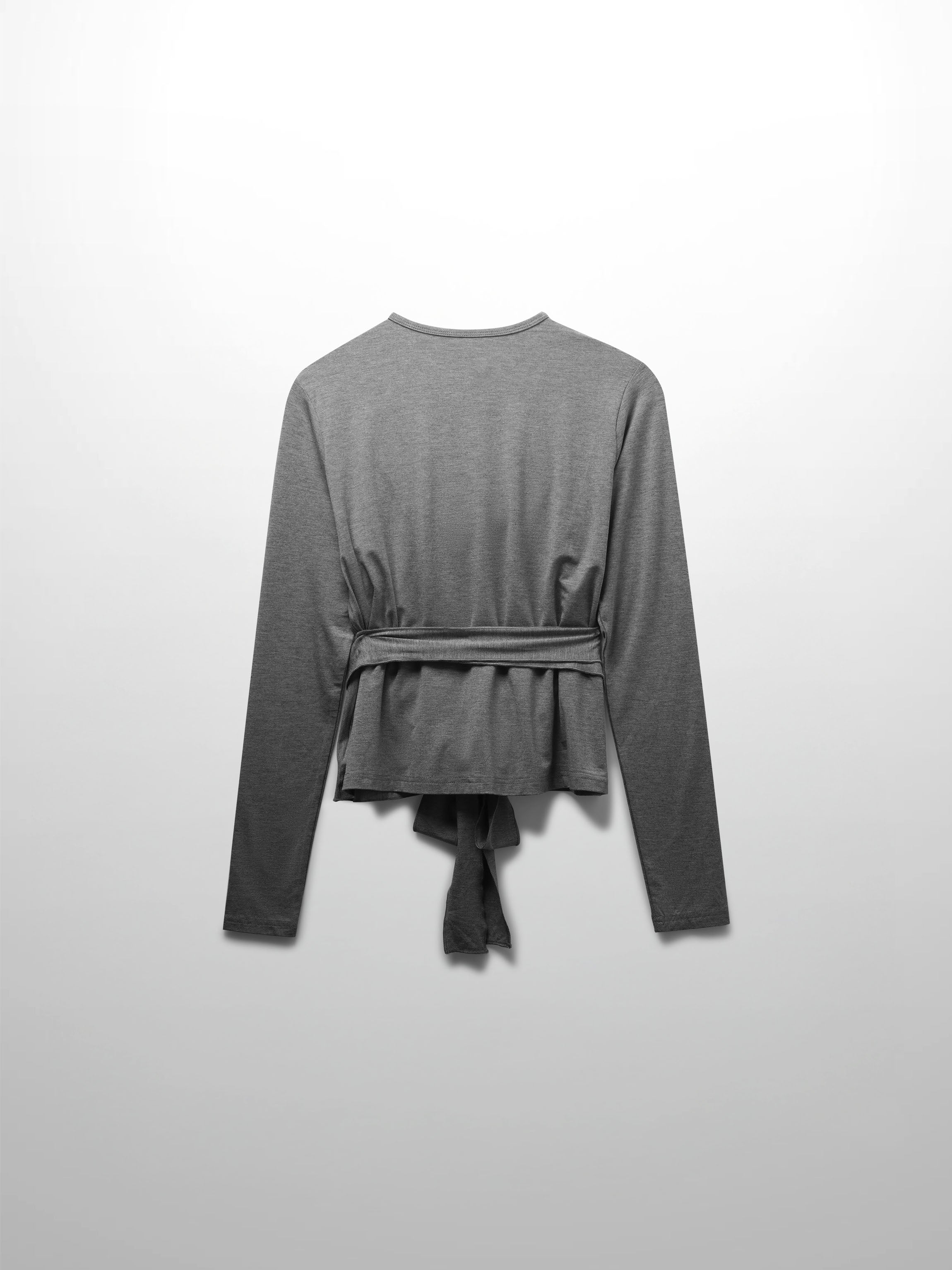 Wrap Tie Tee-Heathered Grey