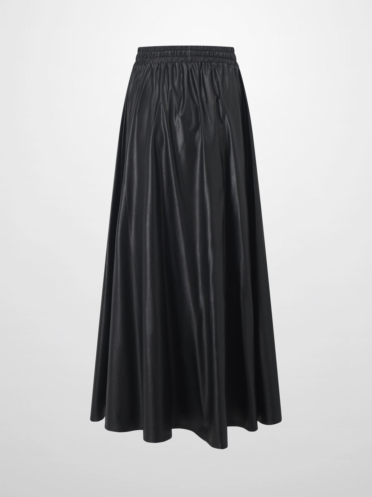 Drawstring Faux Leather Skirt-Black