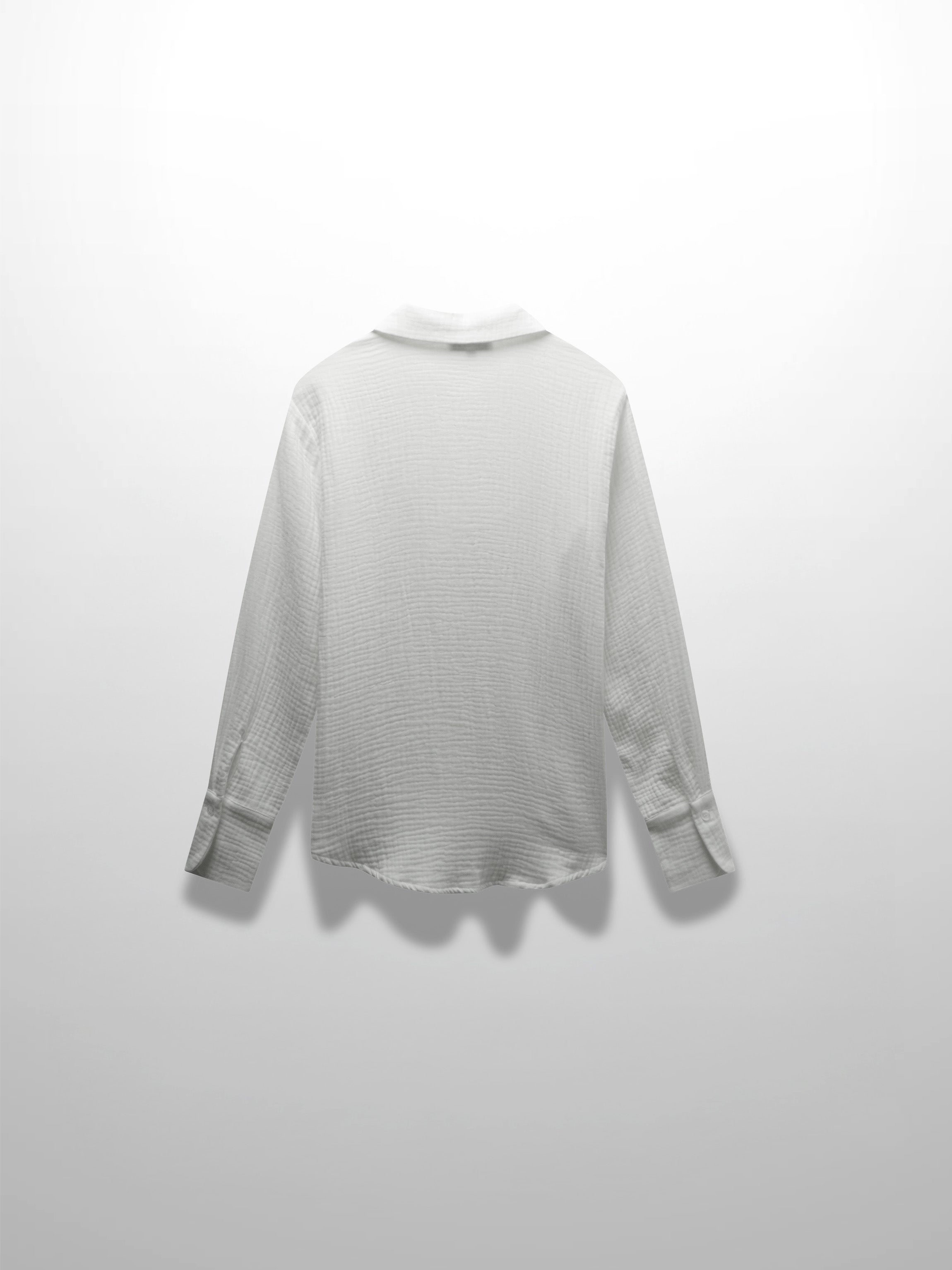 Gauze Button Down Blouse-White