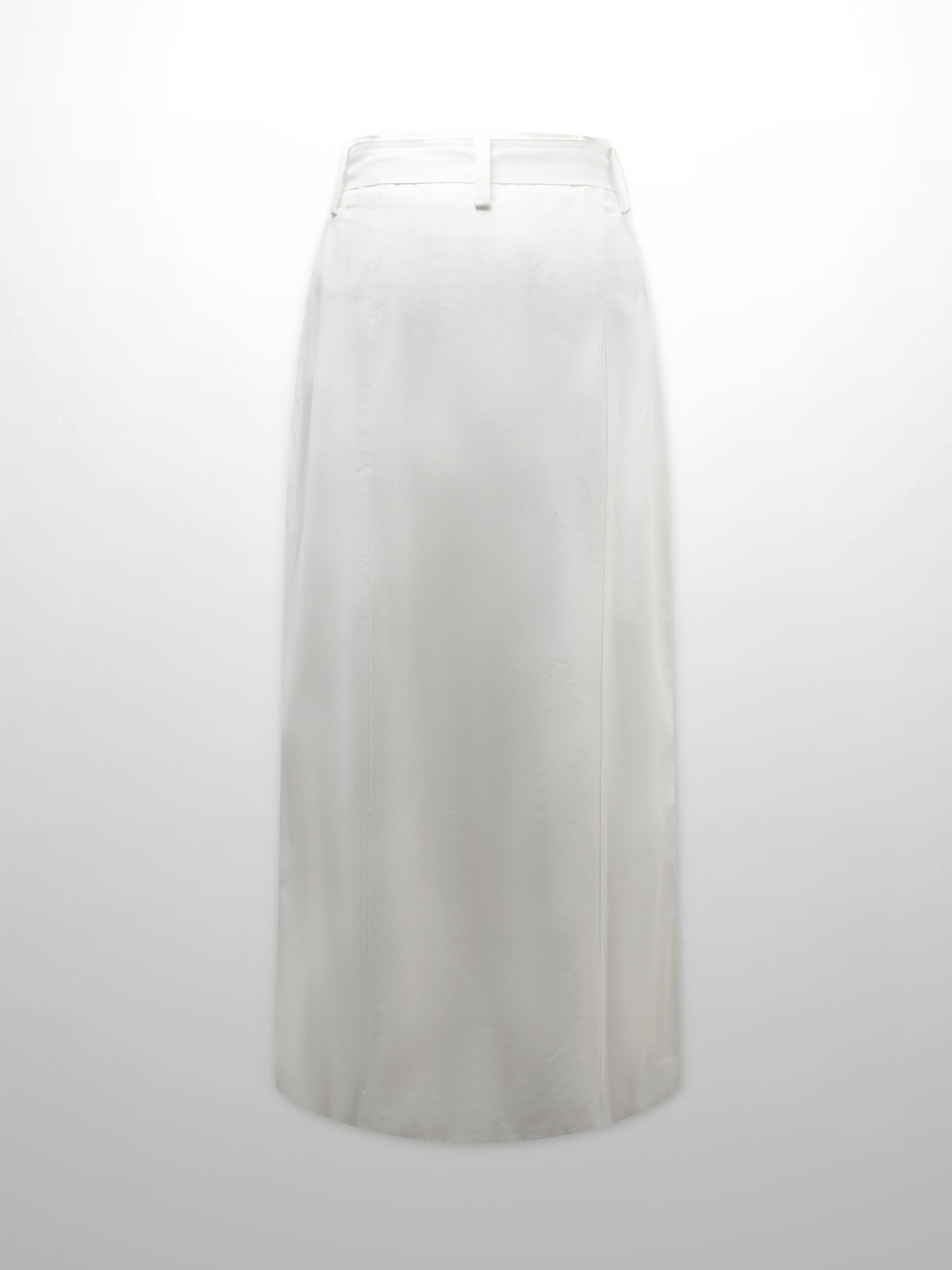 Belted Cotton Cargo Skirt-White