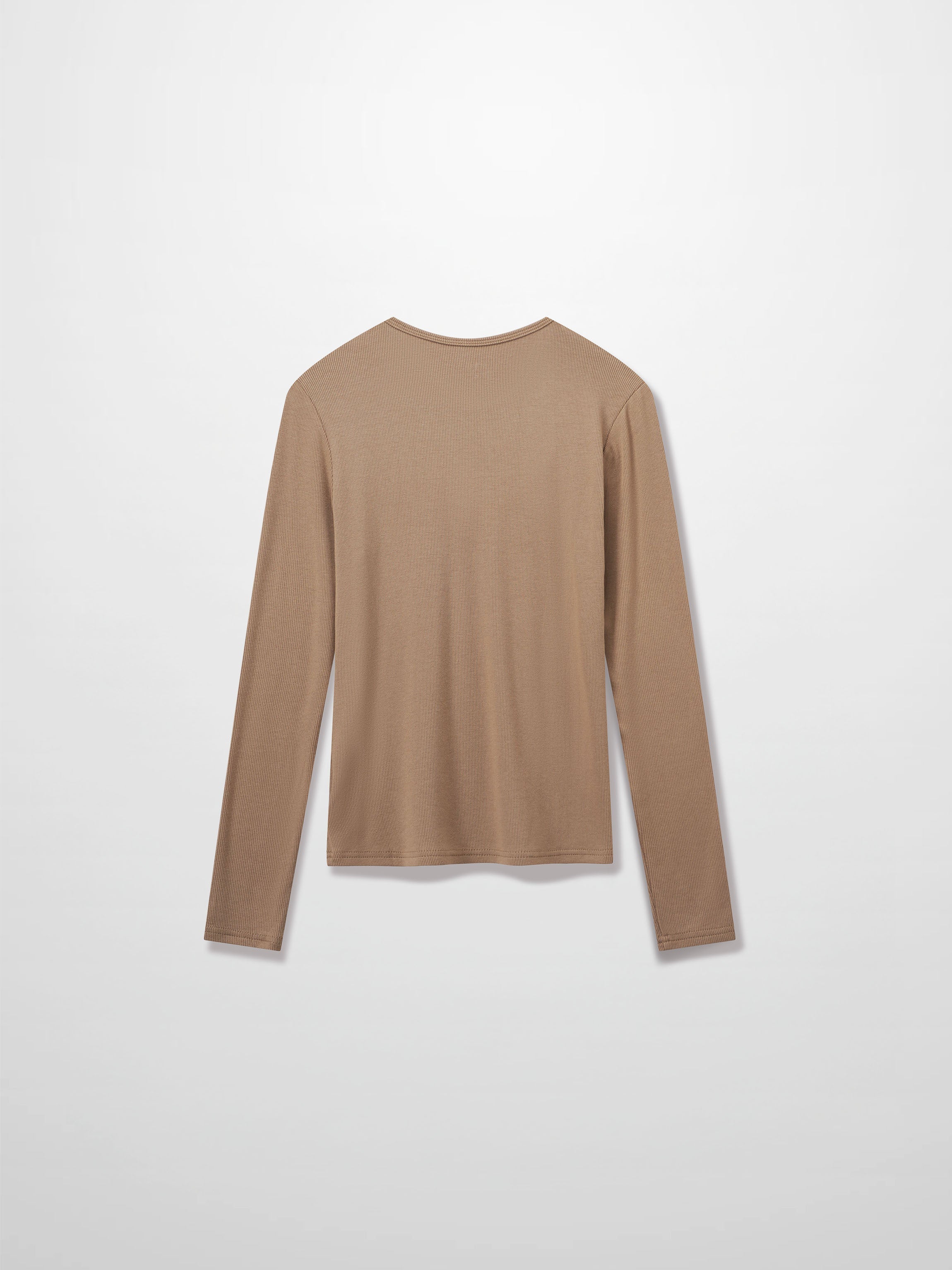 RIBBED HIGH V LS-TAUPE