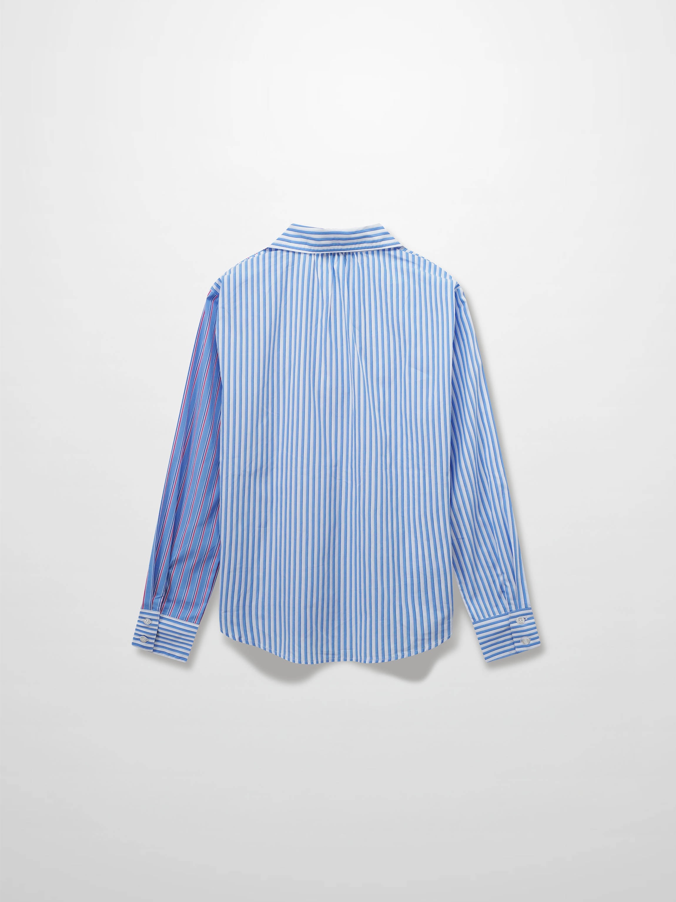 Mix Pinstripe Button Down Shirt-Blue