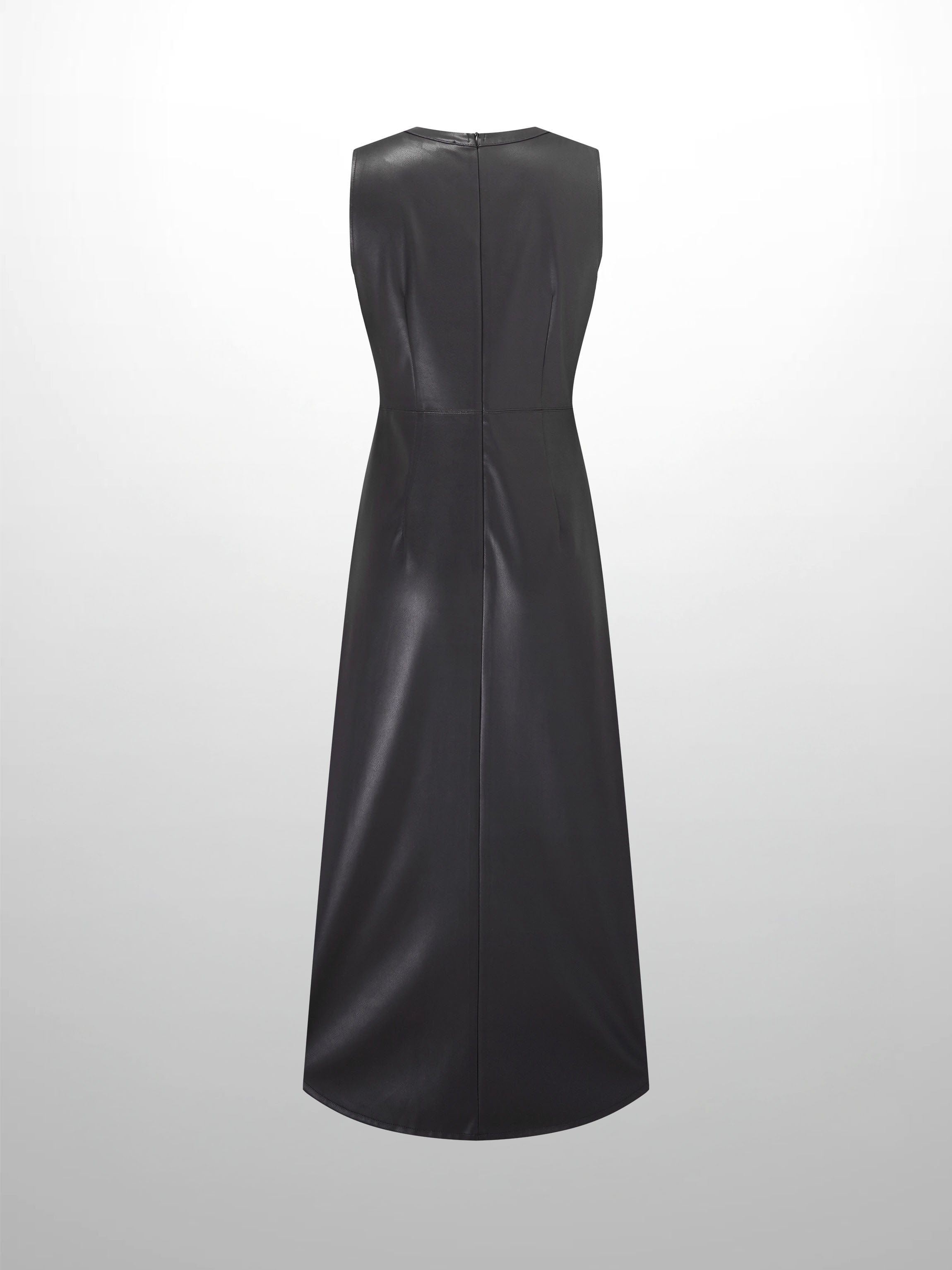 Faux Leather Seamed Jumper - Black