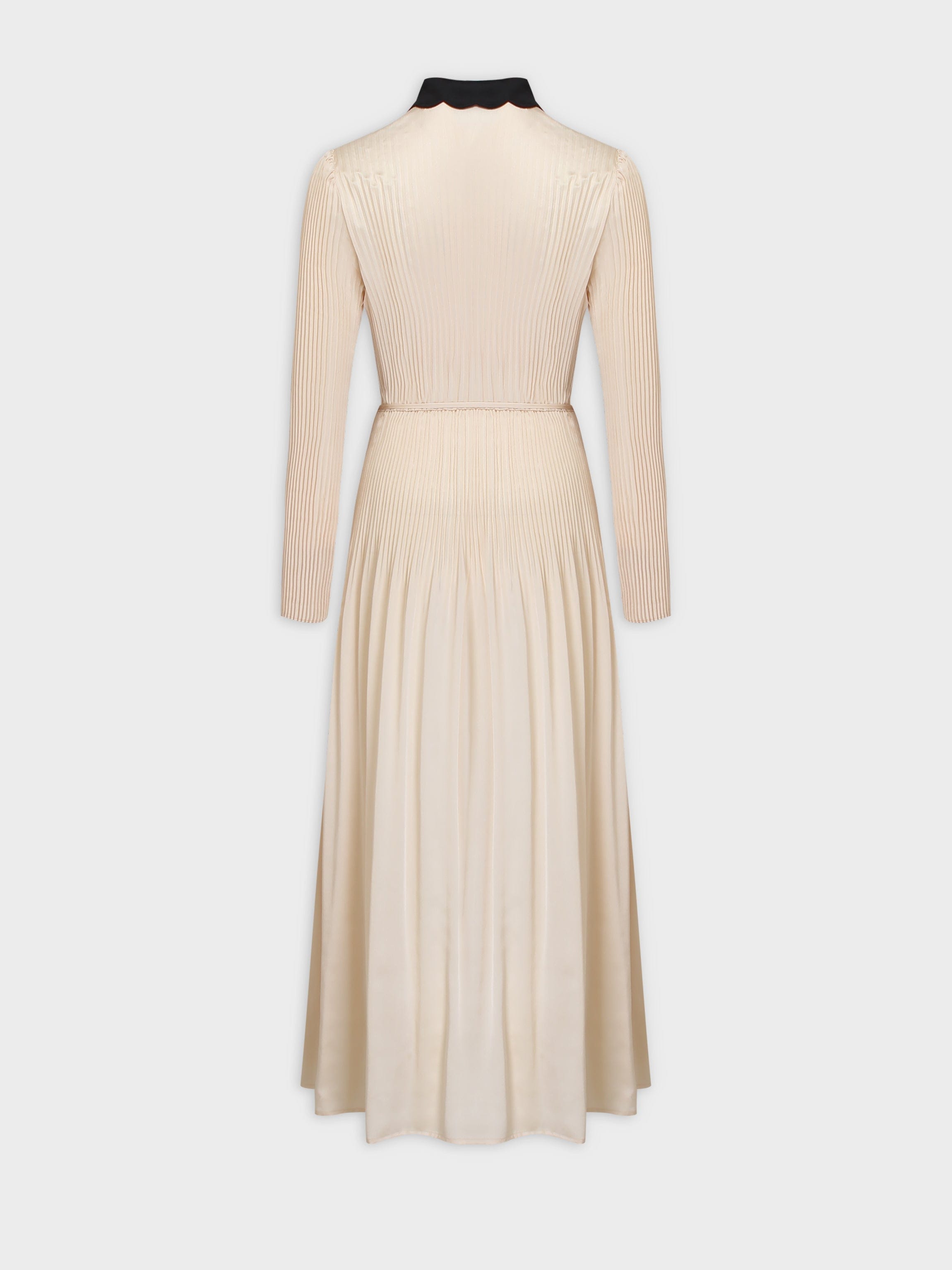Micro Pleat Dress-Ivory