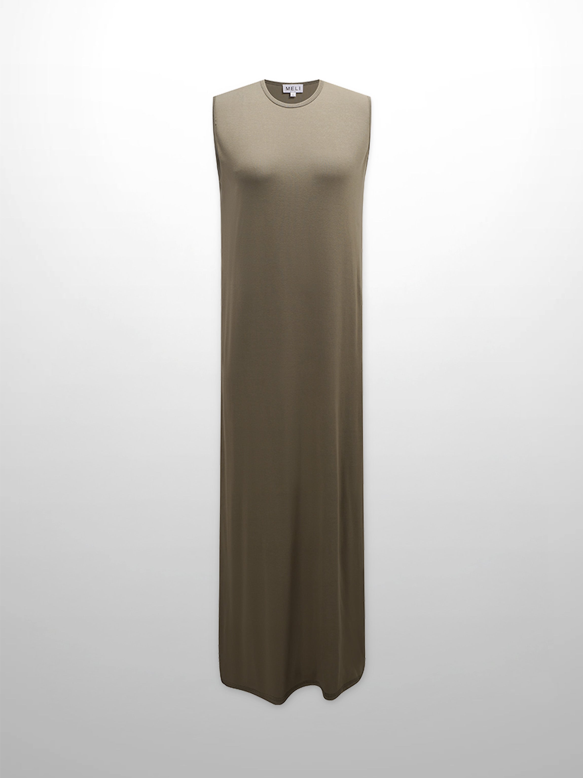 Basic T-Shirt Slip Dress-Olive