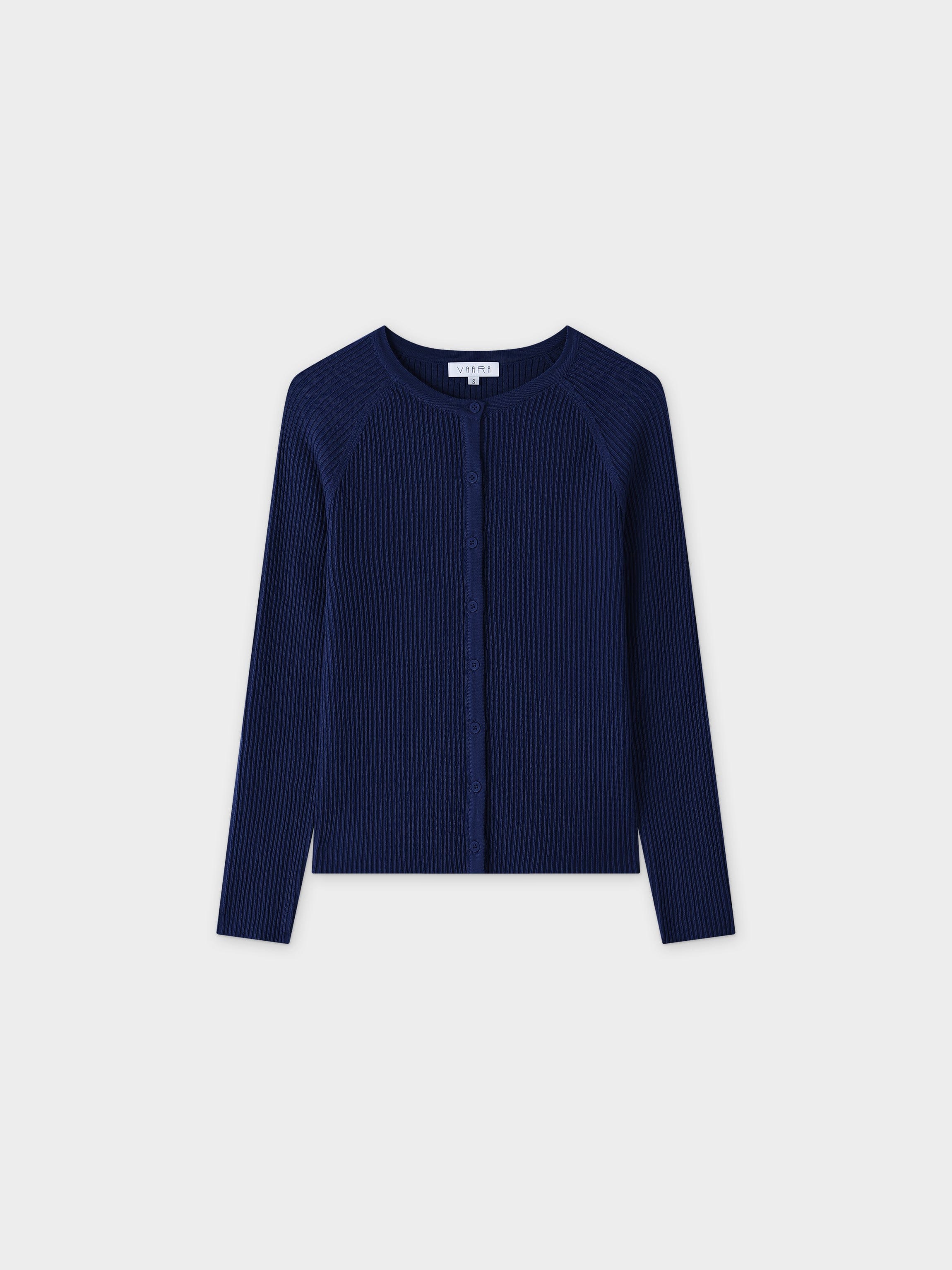 Ribbed Knit Cardigan-Navy