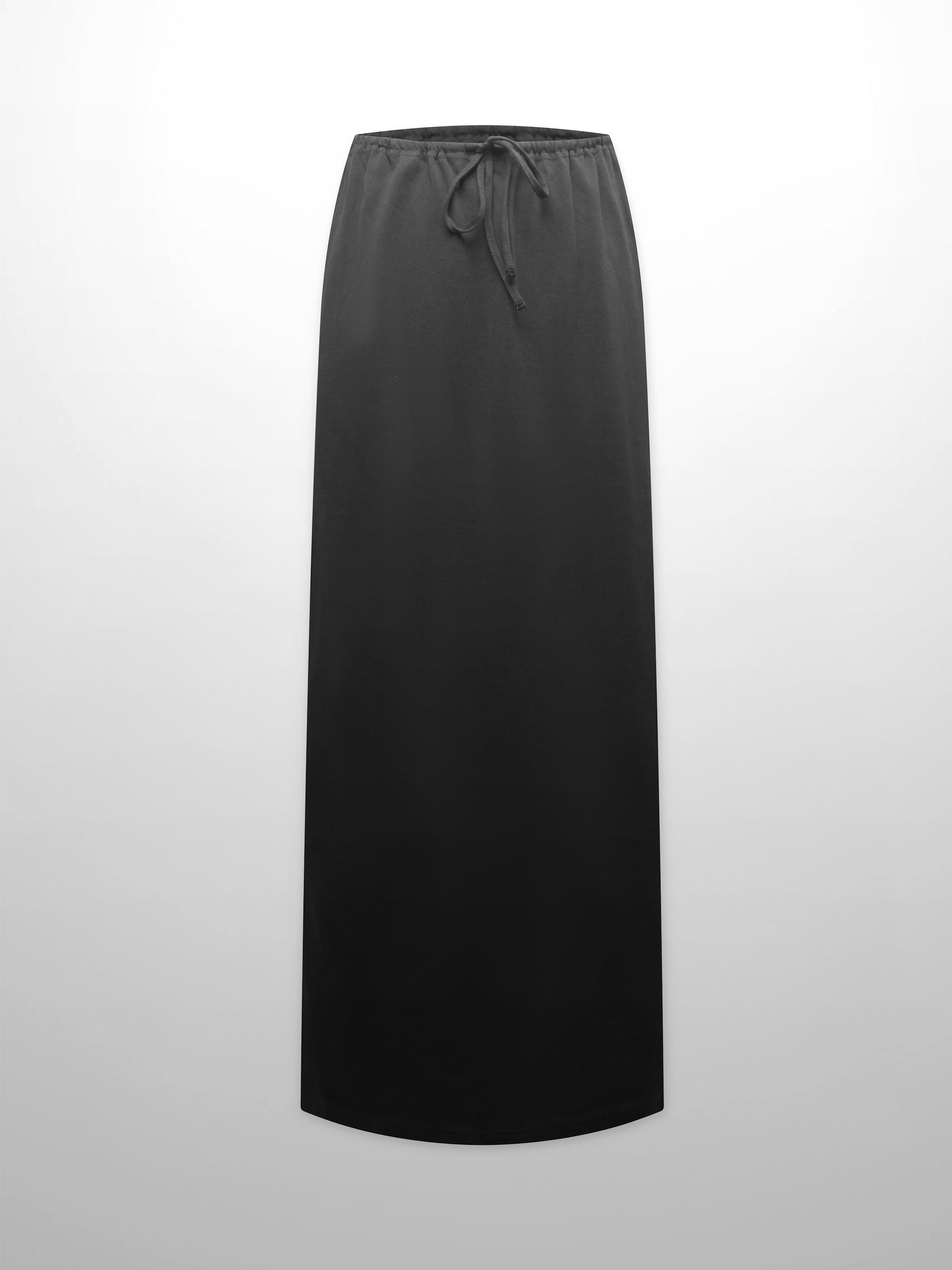 Straight Maxi Drawstring T-Shirt Skirt-Black