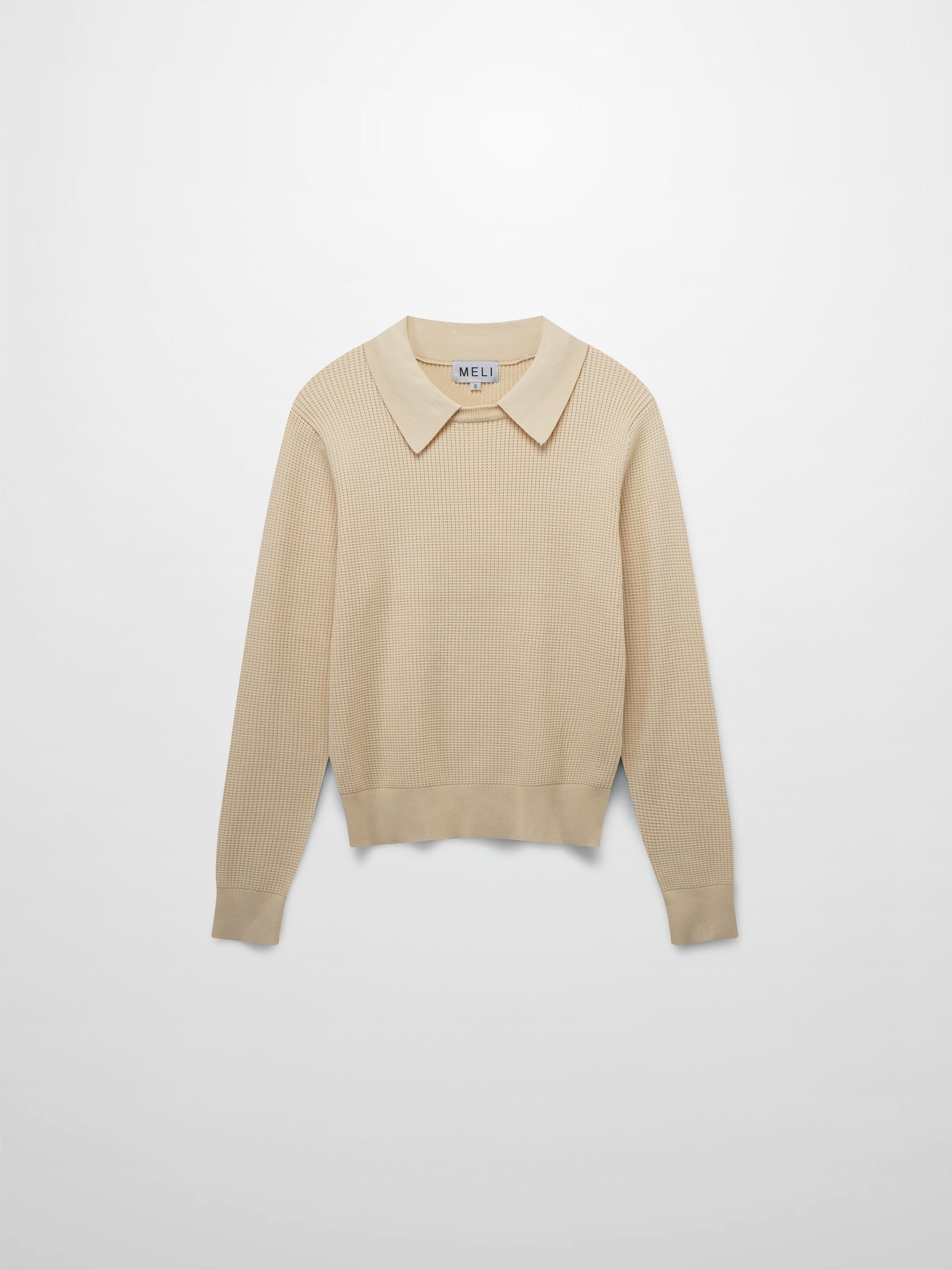 Waffle Collared Sweater-Bone