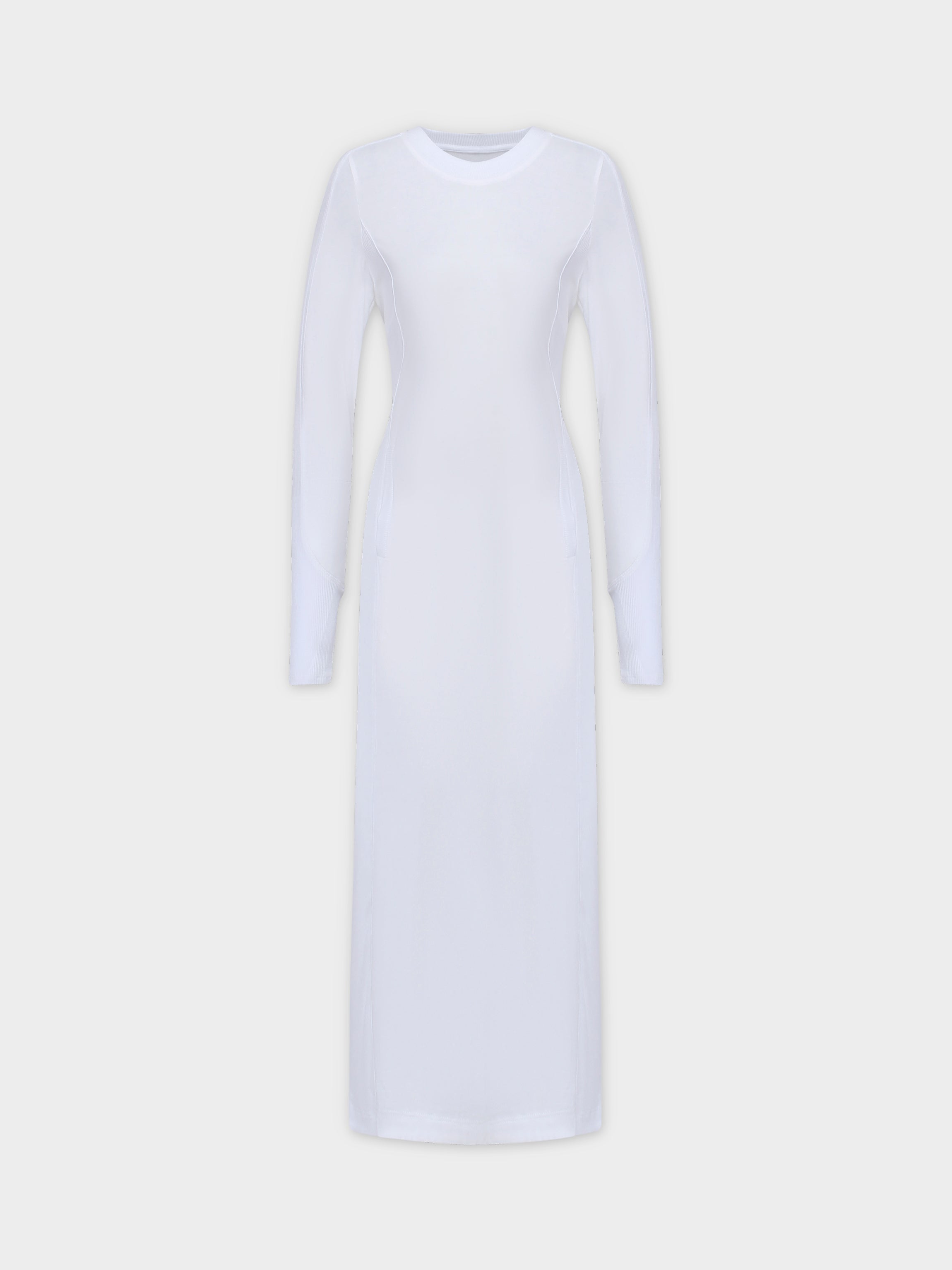 CREW NECK POCKET TEE DRESS 52"-WHITE