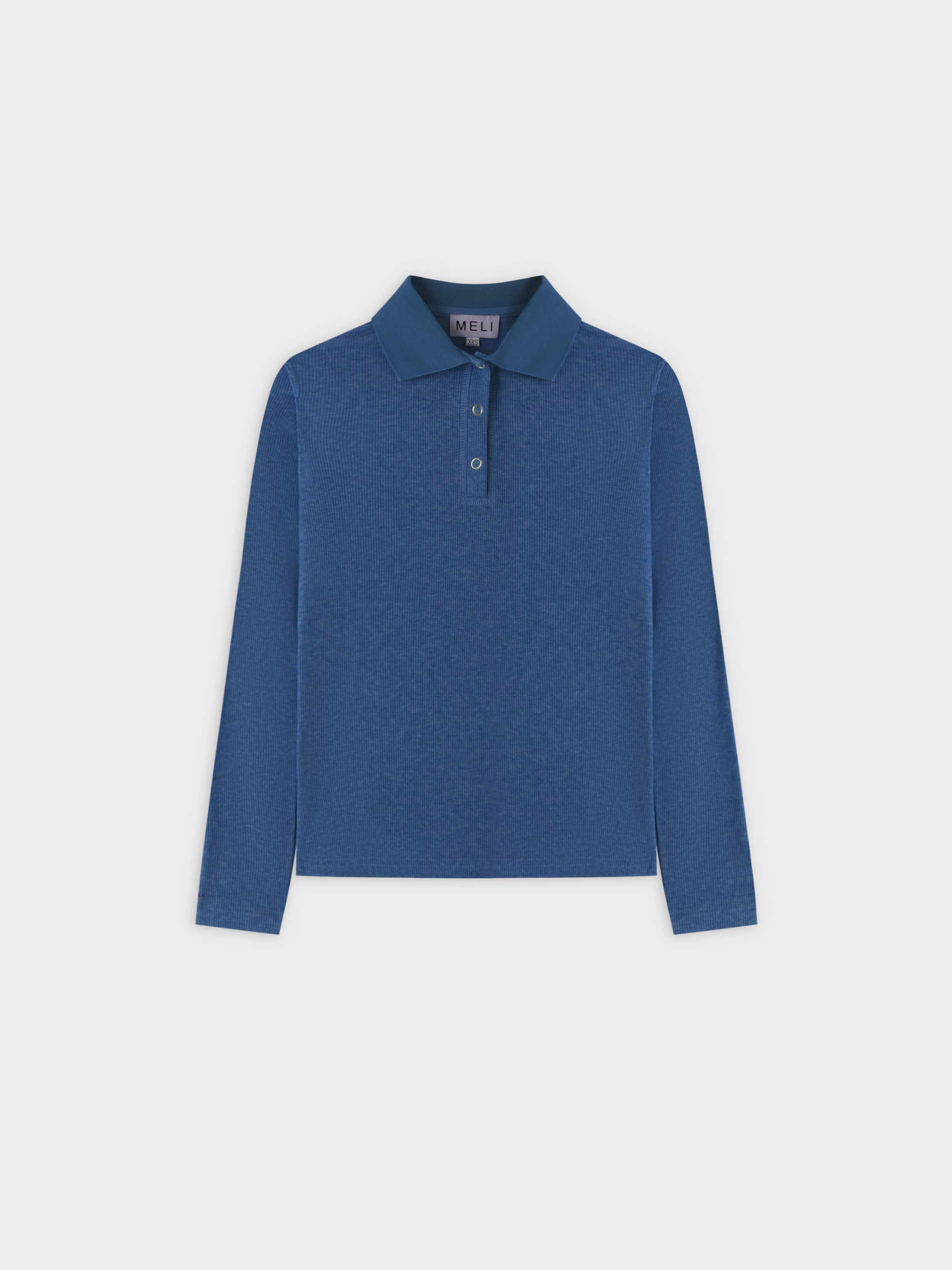 Ribbed Collar T-Shirt-Denim