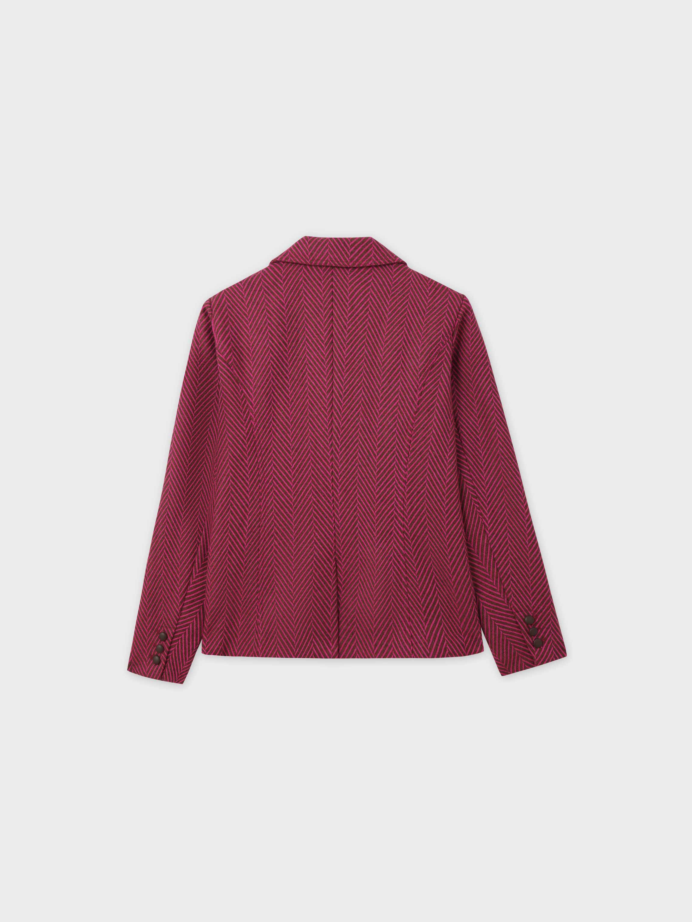 Fitted Blazer-Pink/Brown Herringbone