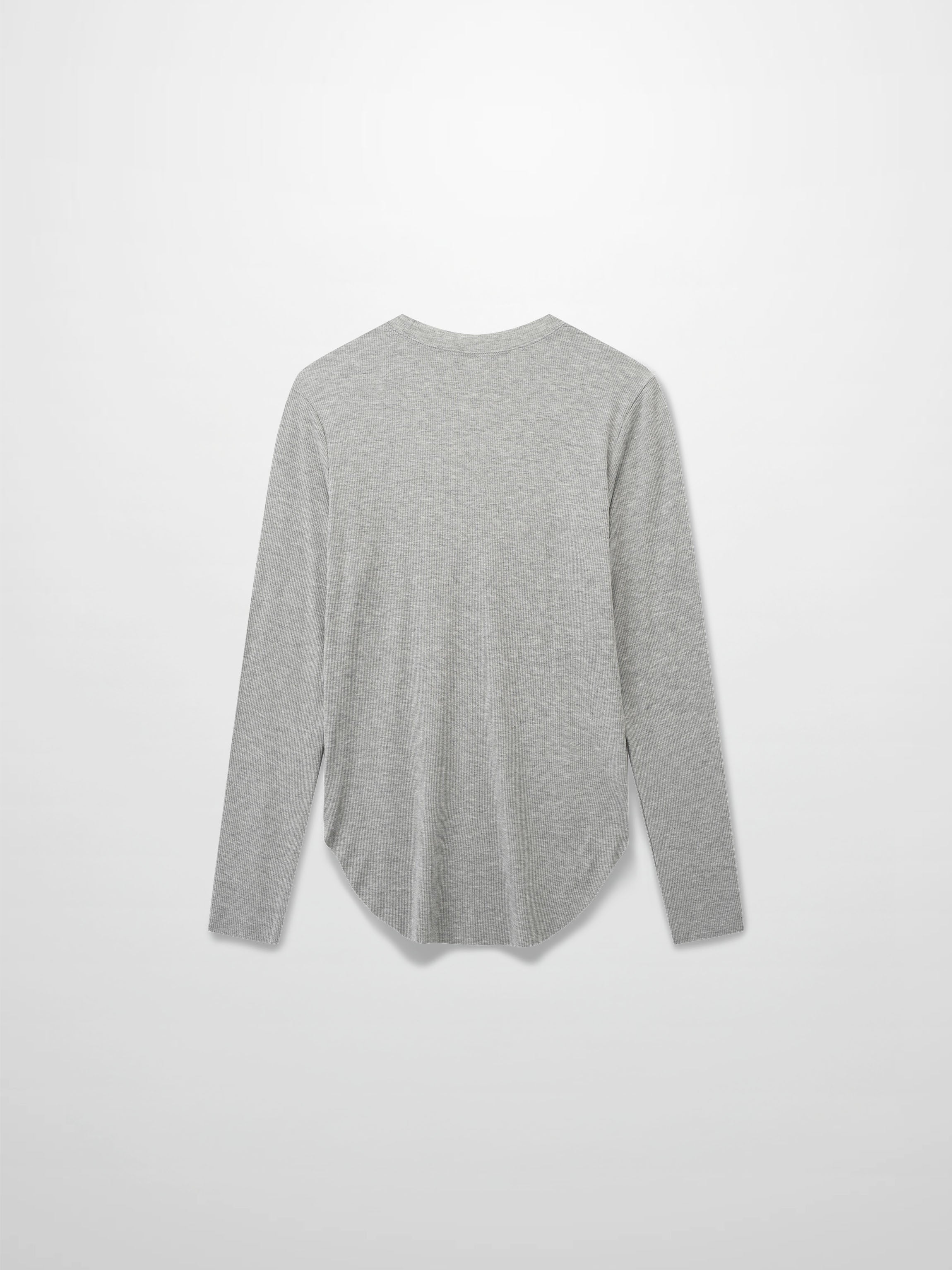 Rounded Hem Ribbed T-Shirt-Heathered Grey