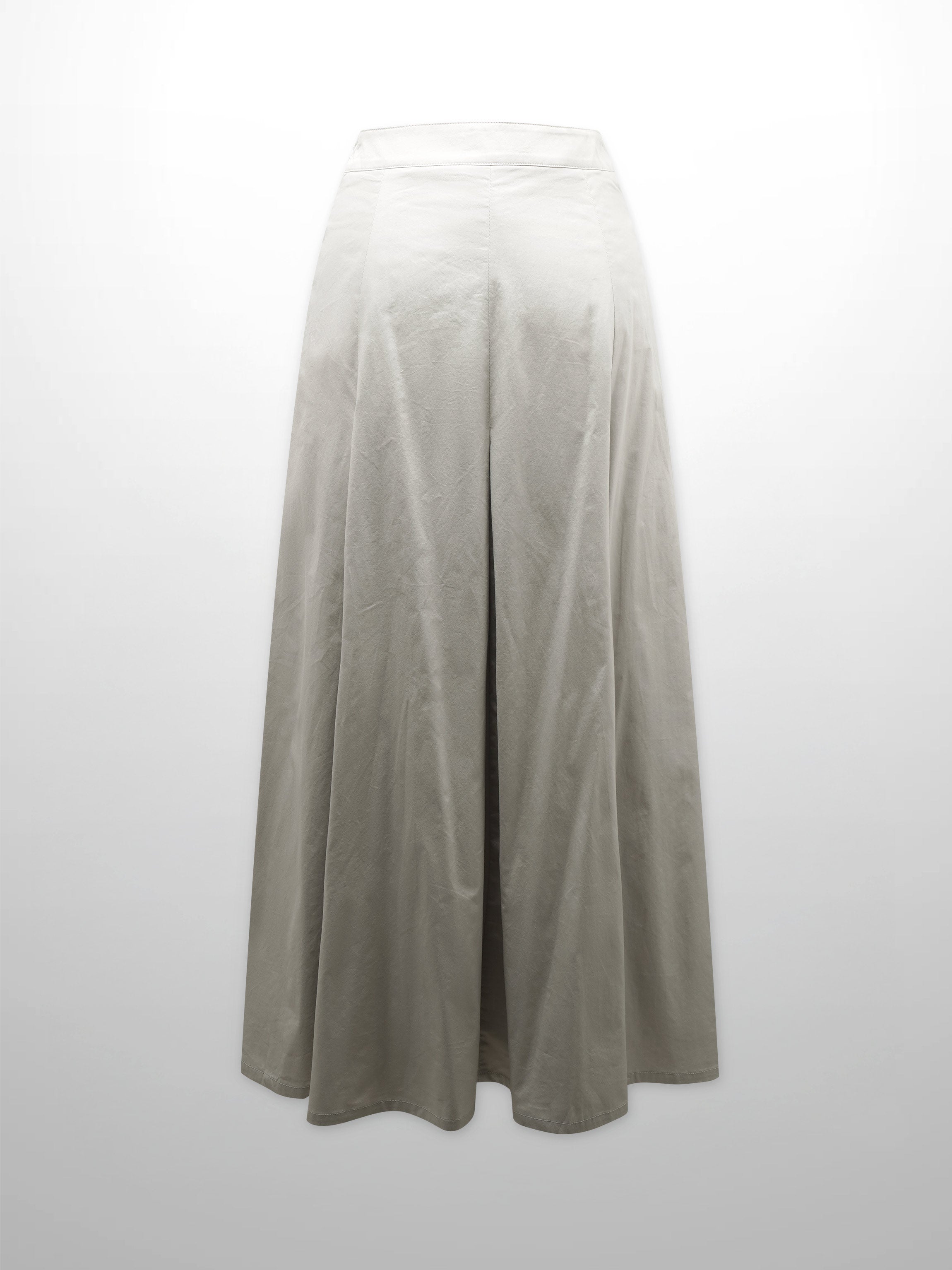 Stitch Down Cotton Pleated Skirt-Light Grey