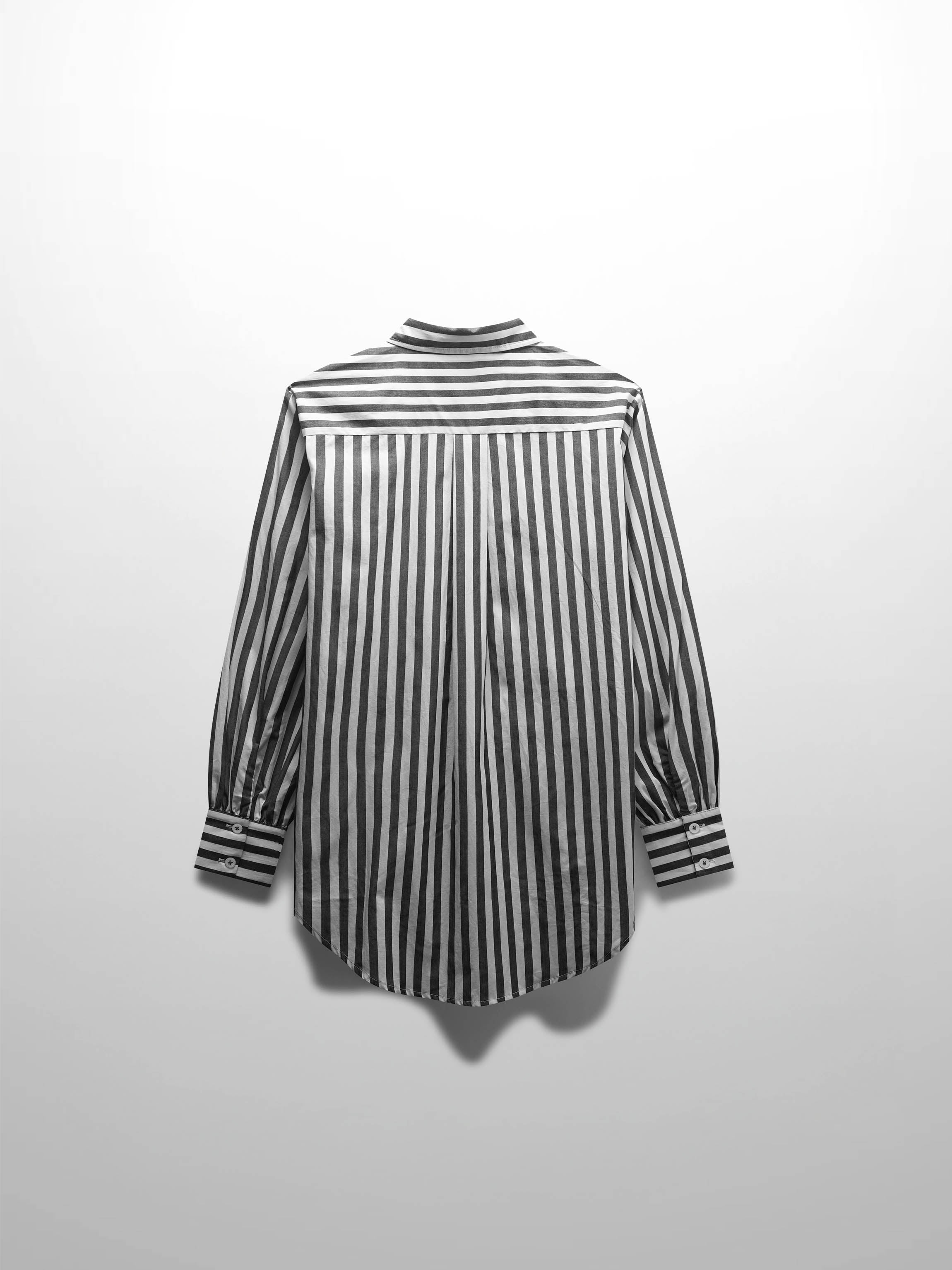 Striped Pocket Cotton Blouse-Black