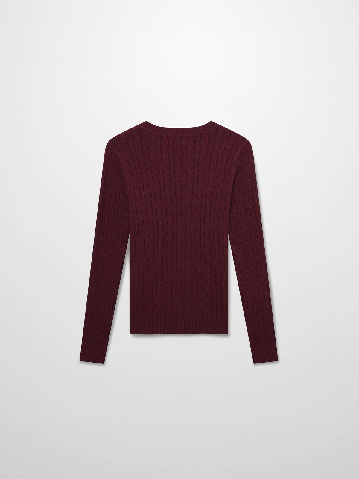 Crew Neck Cable Sweater-Heathered Burgundy