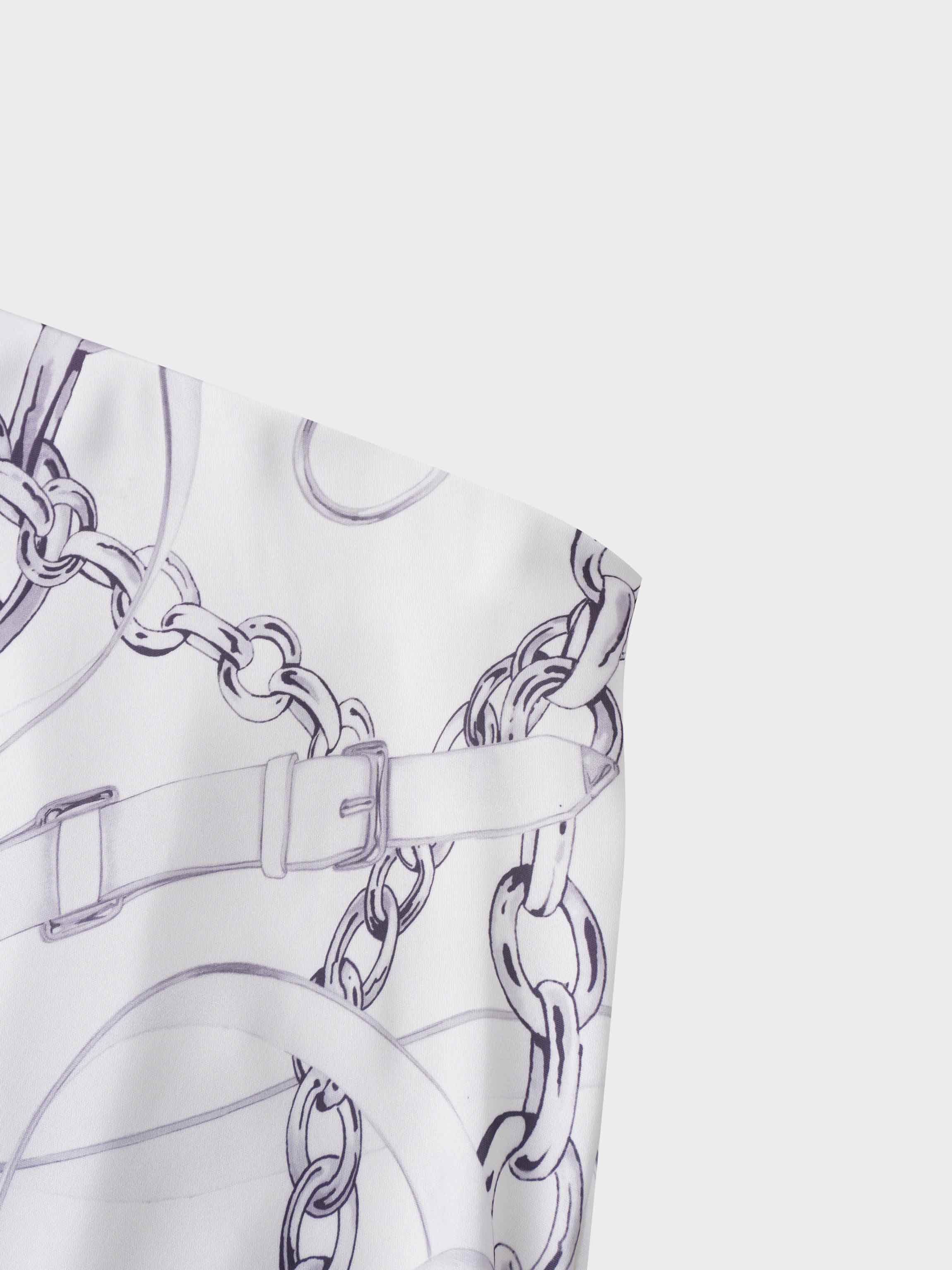 Printed Faux Satin Slip Skirt-Chain Design