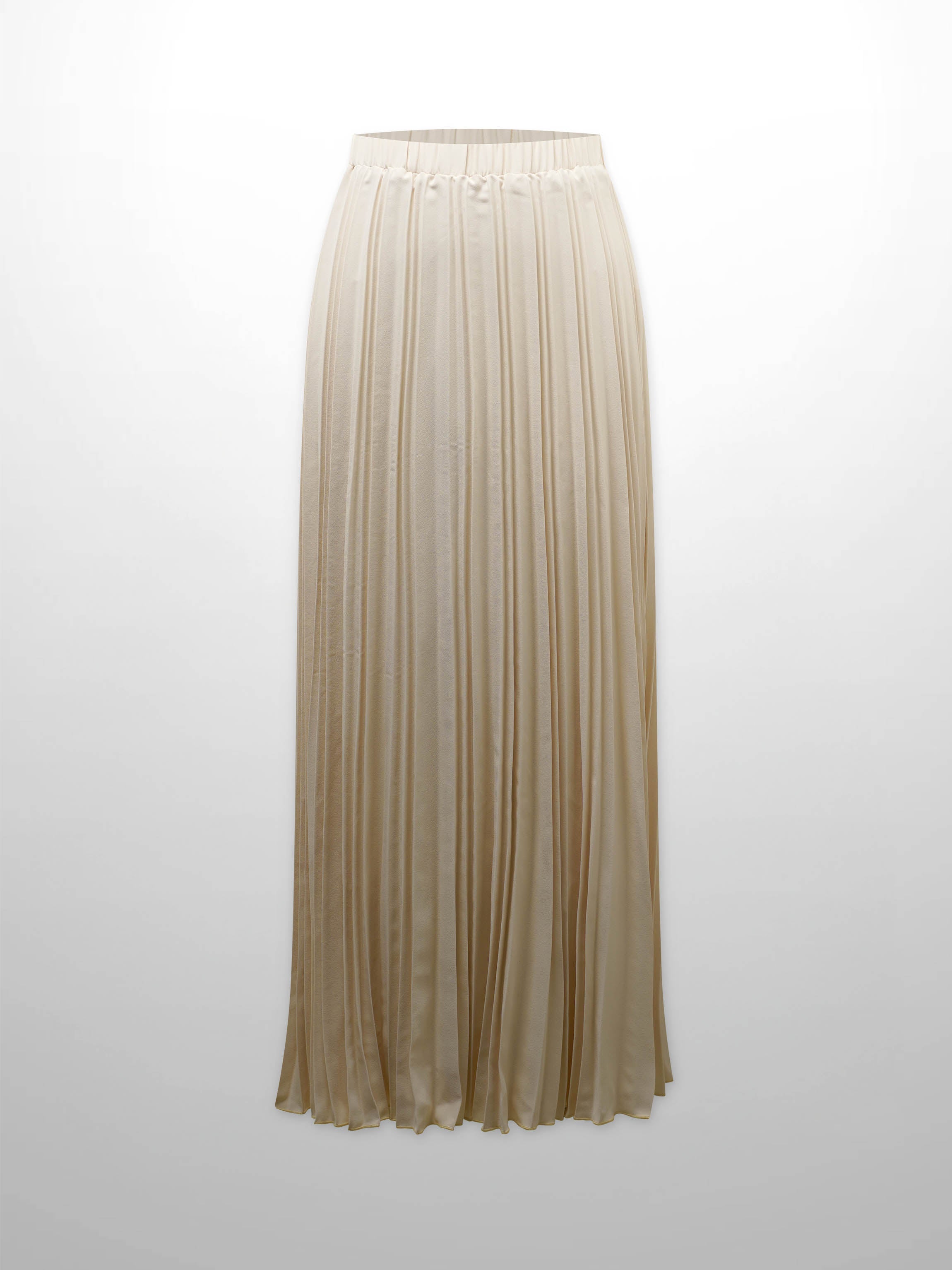 Crepe Pleated Maxi Skirt-Bone