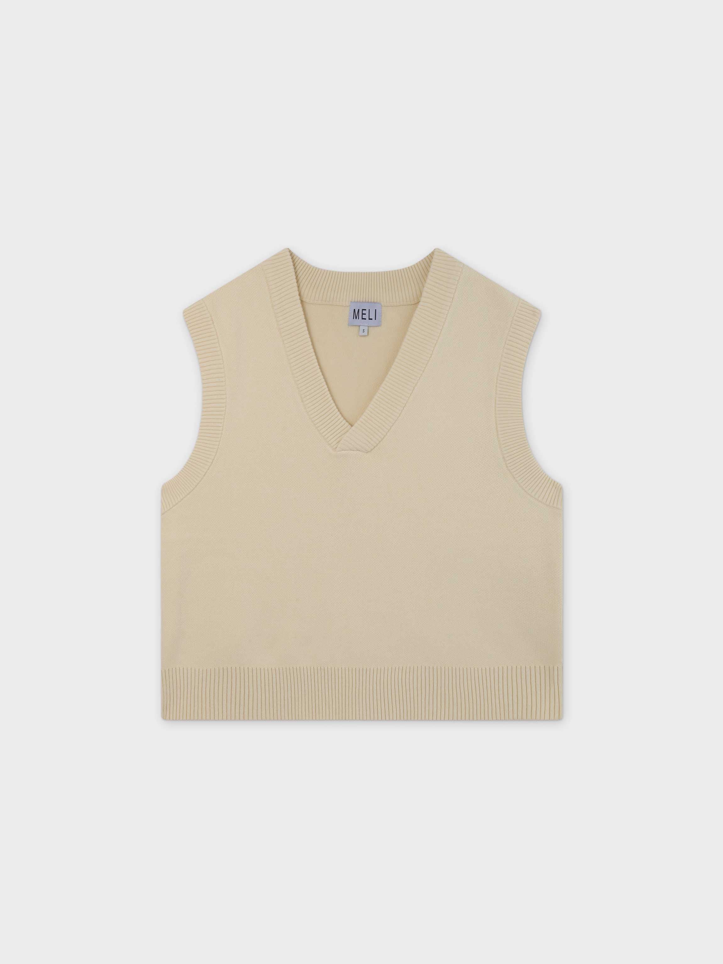 V-Neck Knit Vest-Ivory