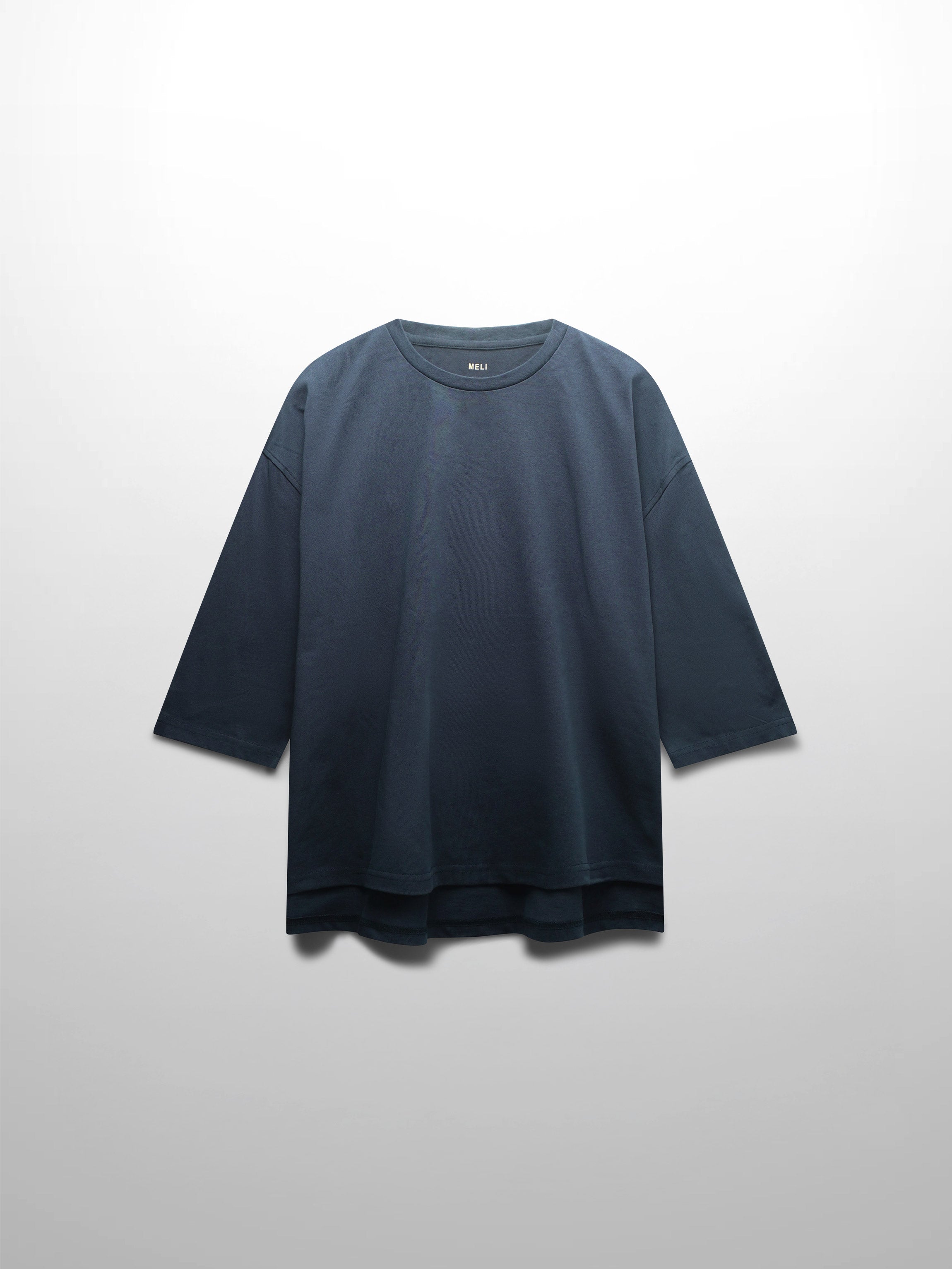 Oversized Boxy 3Q Sleeve Tee-Navy