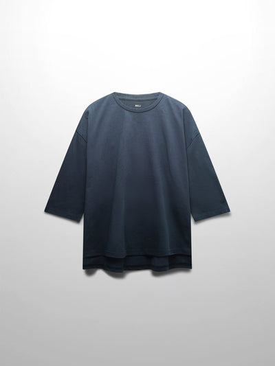 Oversized Boxy 3Q Sleeve Tee-Navy