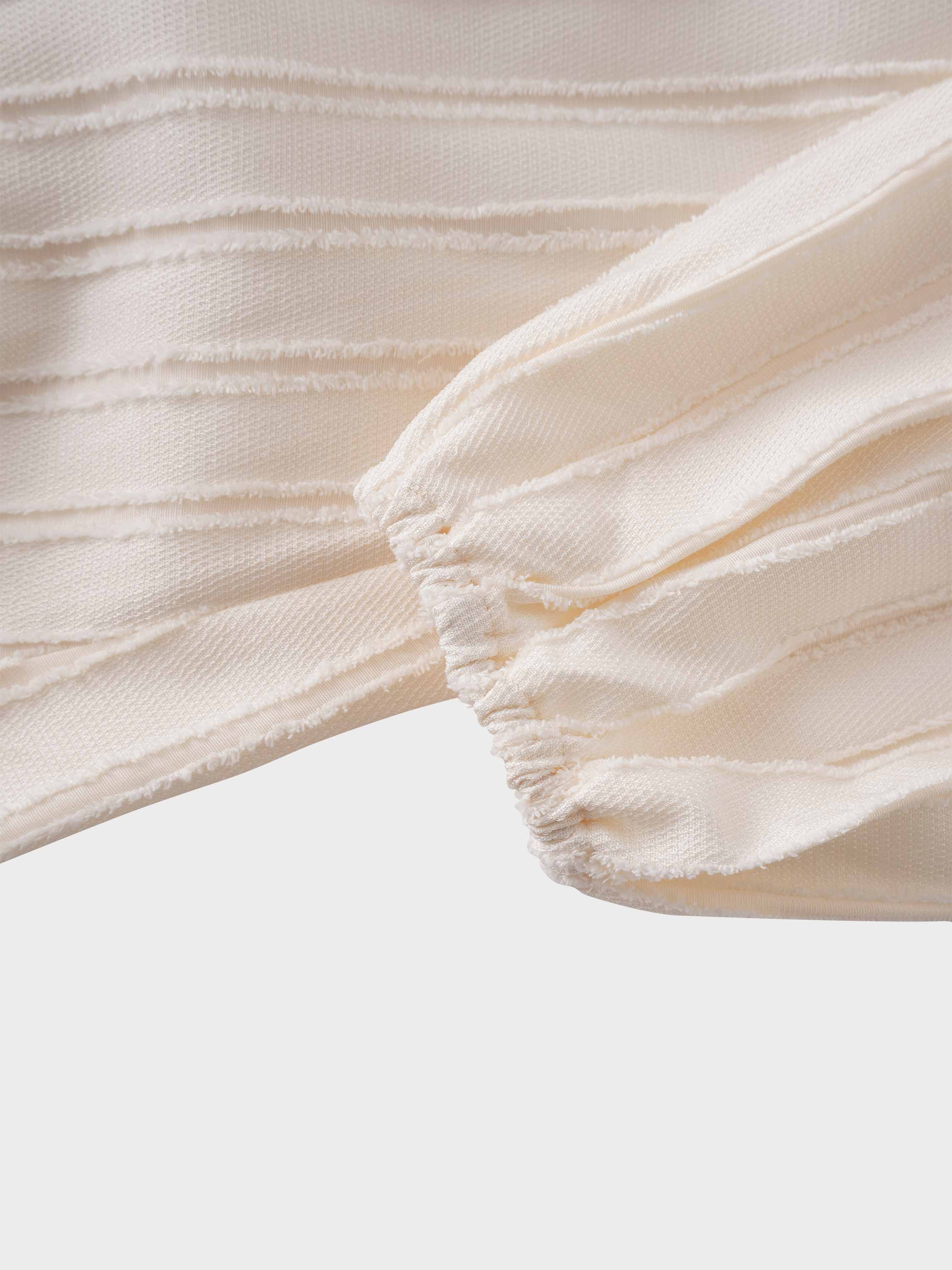 A Line Shirtdress-Fringe Stripe Ivory