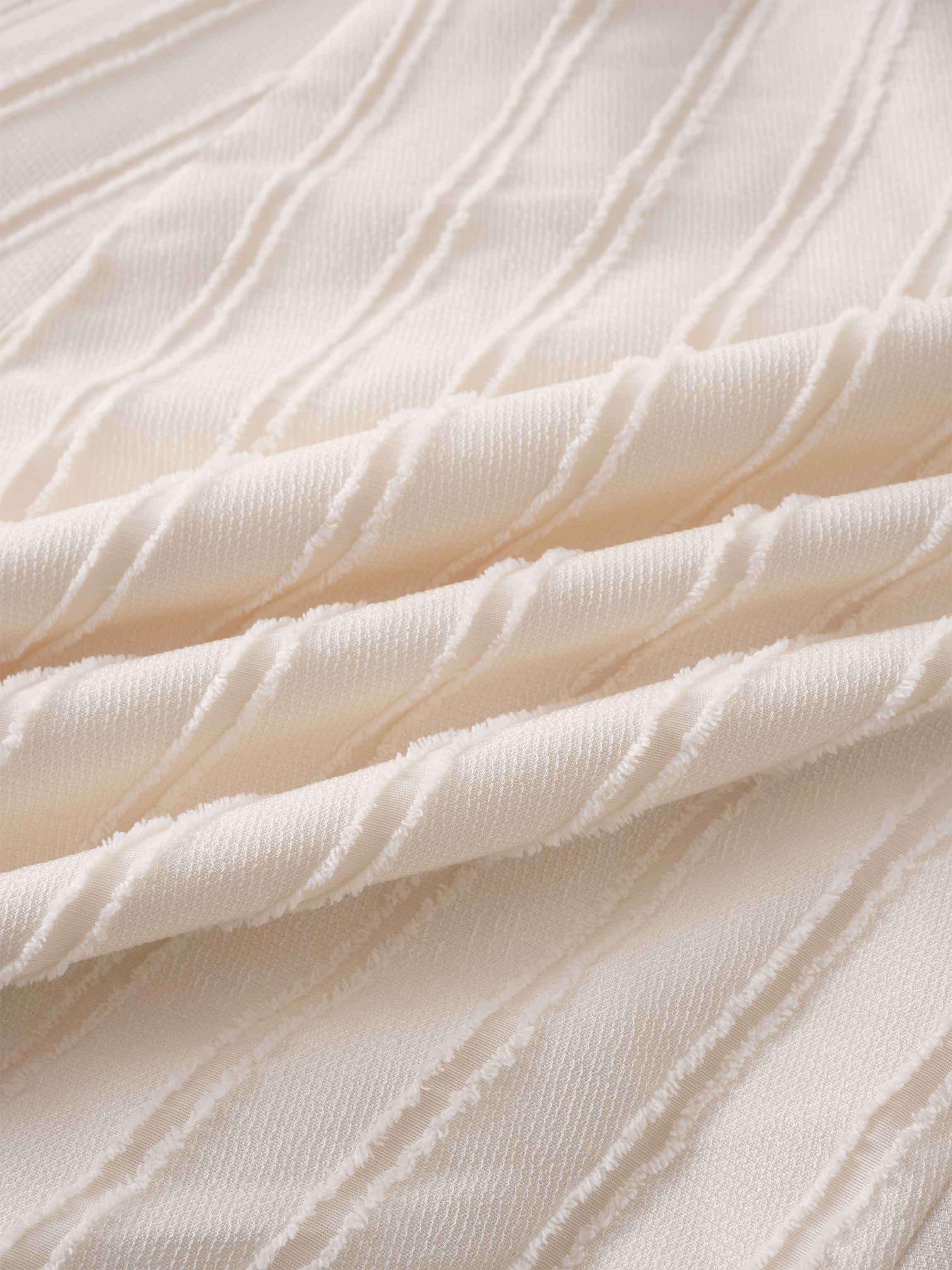 A Line Shirtdress-Fringe Stripe Ivory