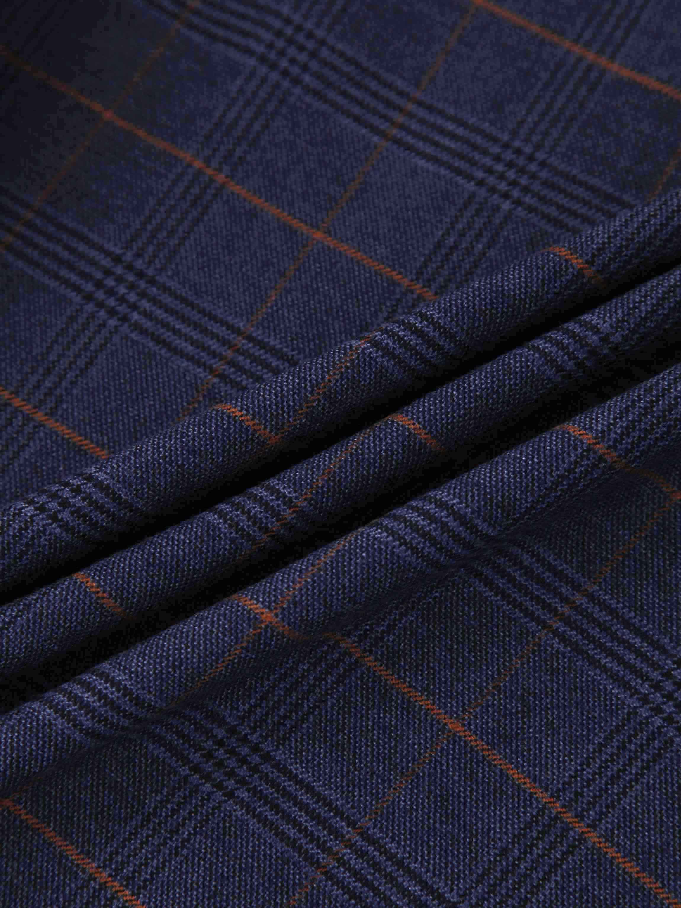Pin Closure Wrap Skirt-Blue Plaid