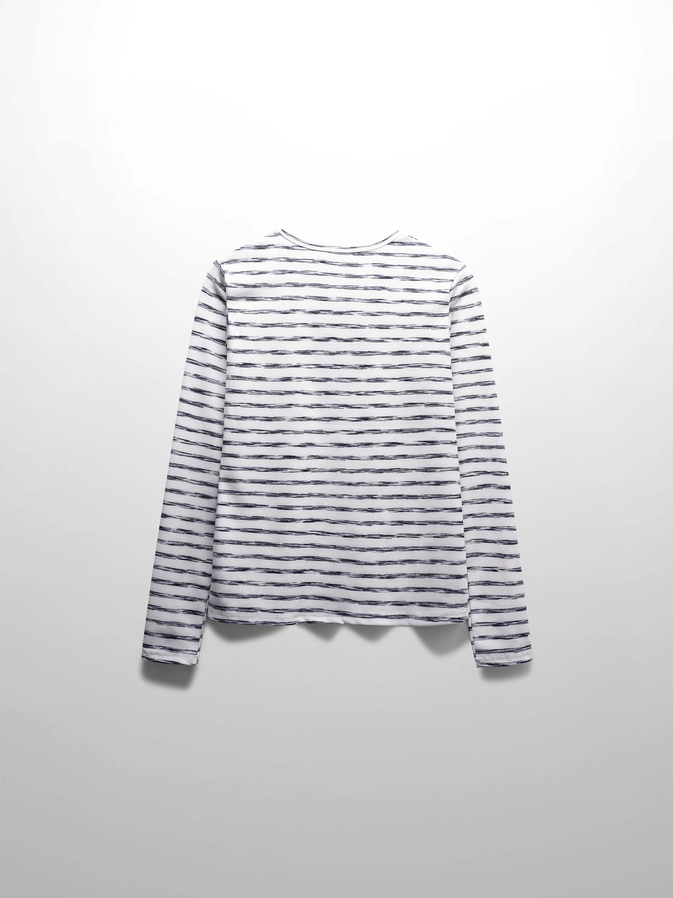 Multi Striped Ribbed Crew-Space Dye Black